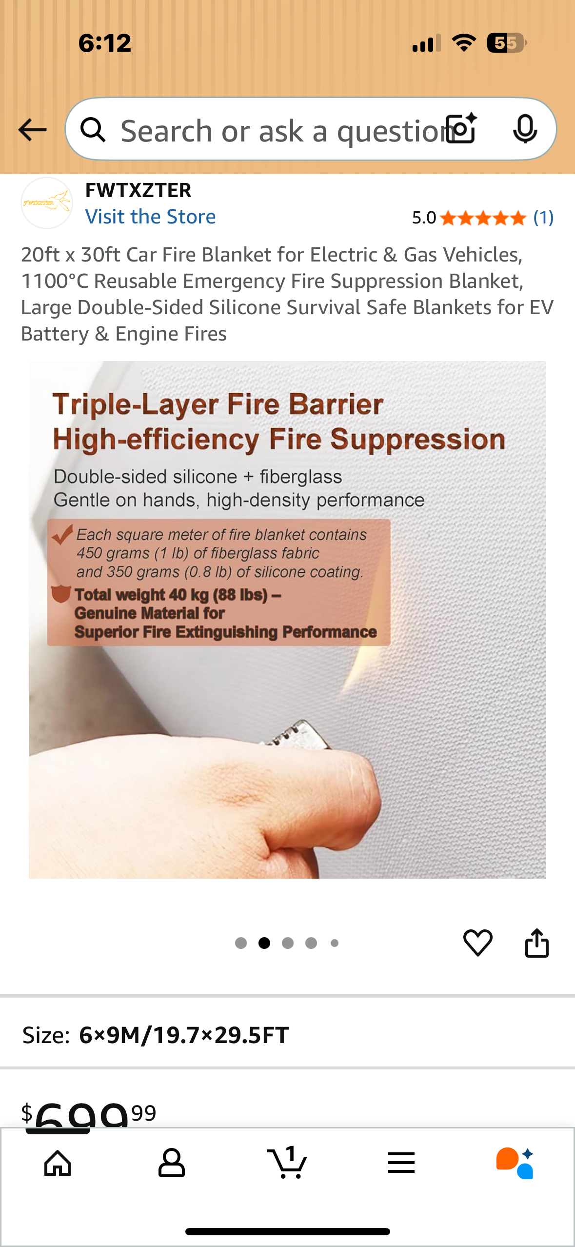 20ft x 30ft Car Fire Blanket for Electric & Gas Vehicles, 1100°C Reusable Emergency Fire Suppression Blanket, Large Double-Sided Silicone Survival Blankets for EV Battery & Engine Fires (R696)