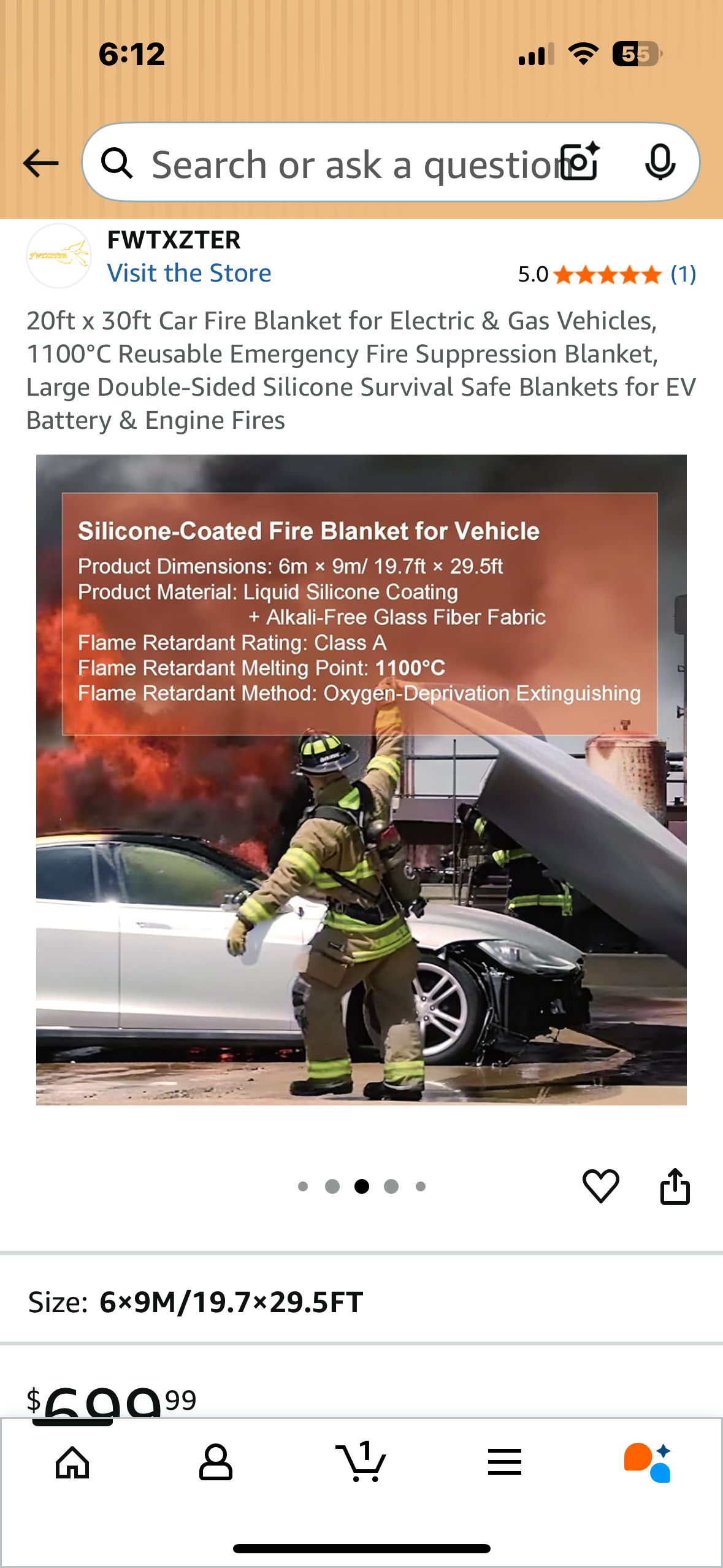 20ft x 30ft Car Fire Blanket for Electric & Gas Vehicles, 1100°C Reusable Emergency Fire Suppression Blanket, Large Double-Sided Silicone Survival Blankets for EV Battery & Engine Fires (R696)