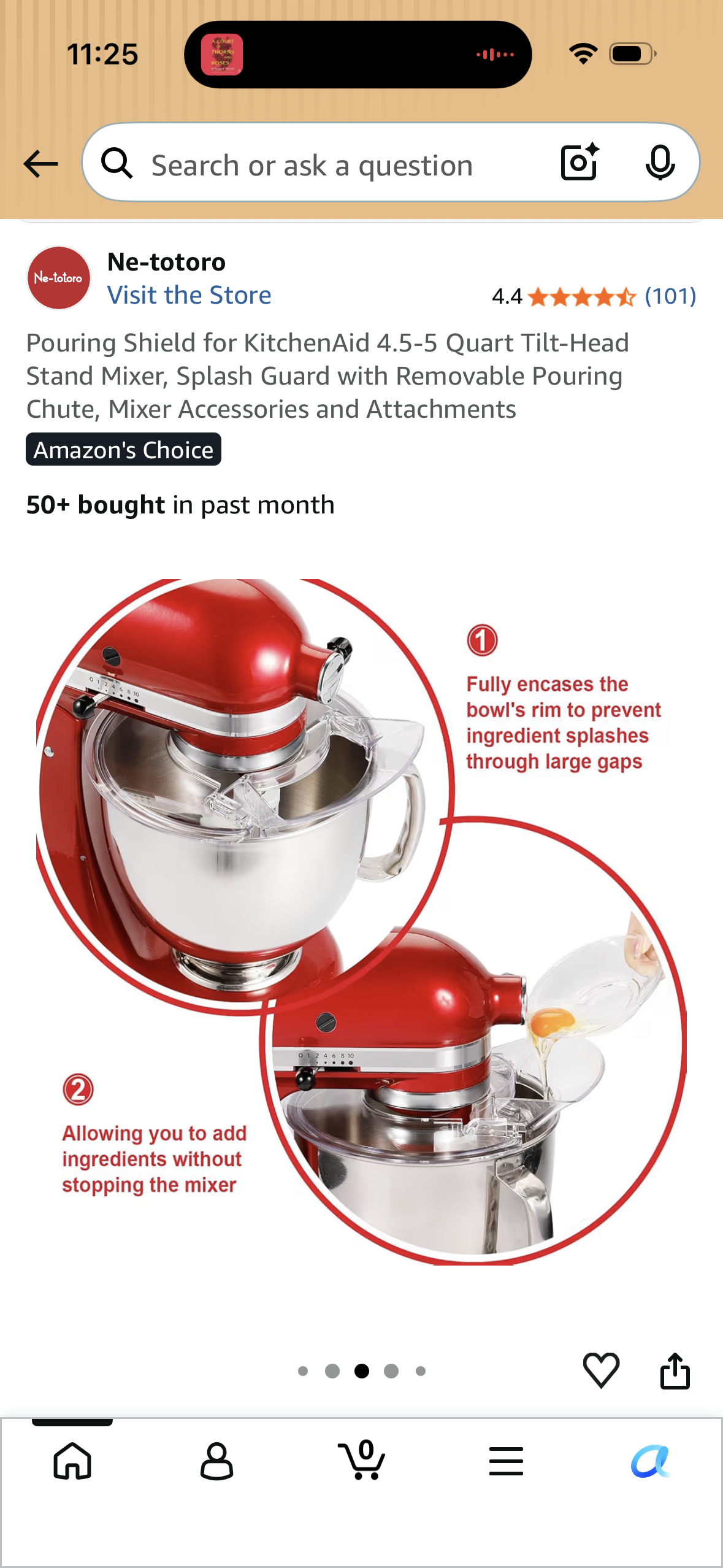 Pouring Shield for KitchenAid 4.5-5 Quart Tilt-Head Stand Mixer, Splash Guard with Removable Pouring Chute, Mixer Accessories and Attachments