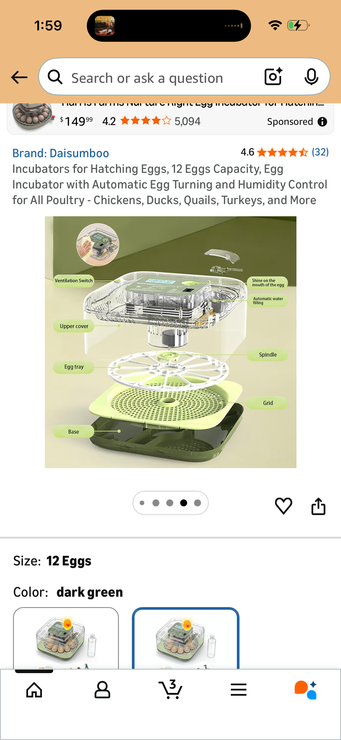 Incubators for Hatching Eggs, 12 Eggs Capacity, Egg Incubator with Automatic Egg Turning and Humidity Control for All Poultry - Chickens, Ducks, Quails, Turkeys, and More
