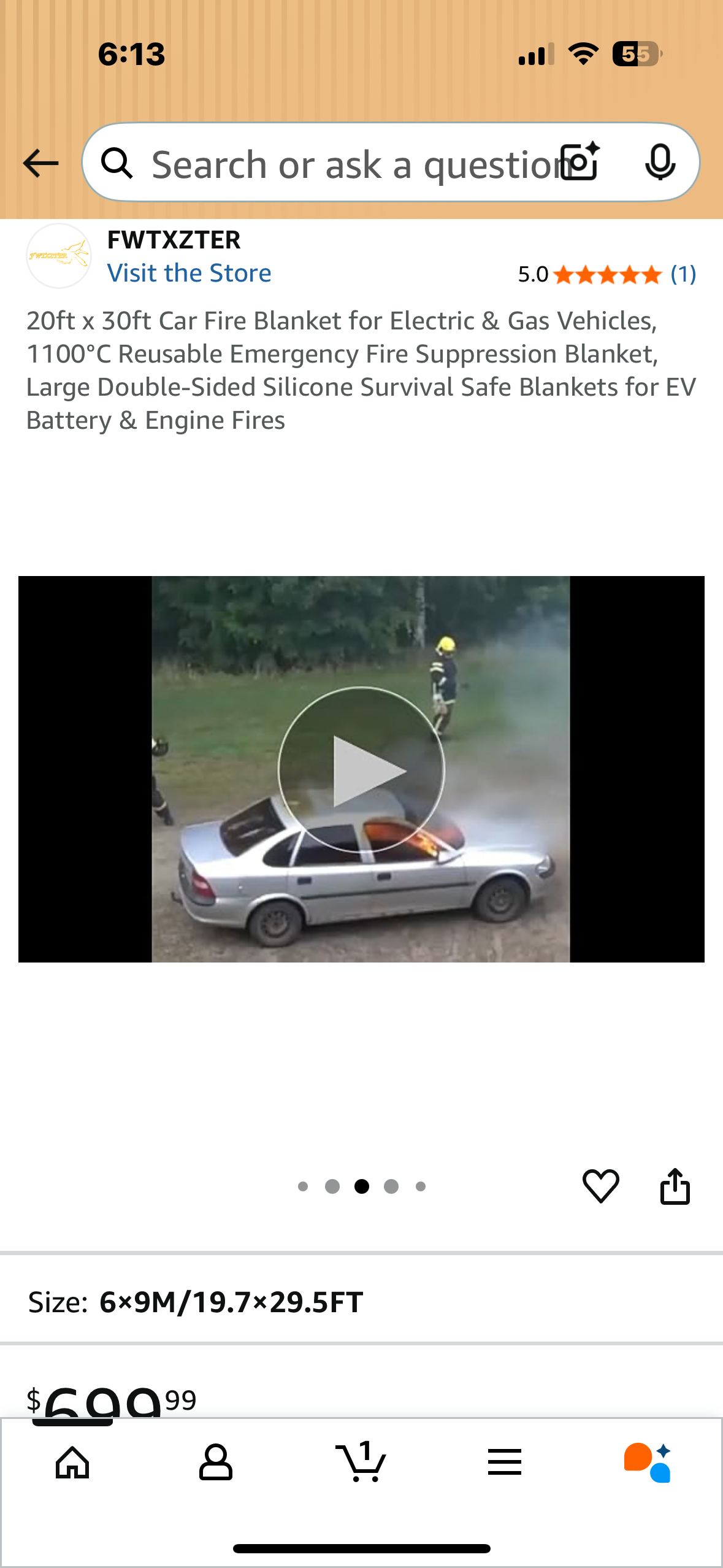 20ft x 30ft Car Fire Blanket for Electric & Gas Vehicles, 1100°C Reusable Emergency Fire Suppression Blanket, Large Double-Sided Silicone Survival Blankets for EV Battery & Engine Fires (R696)