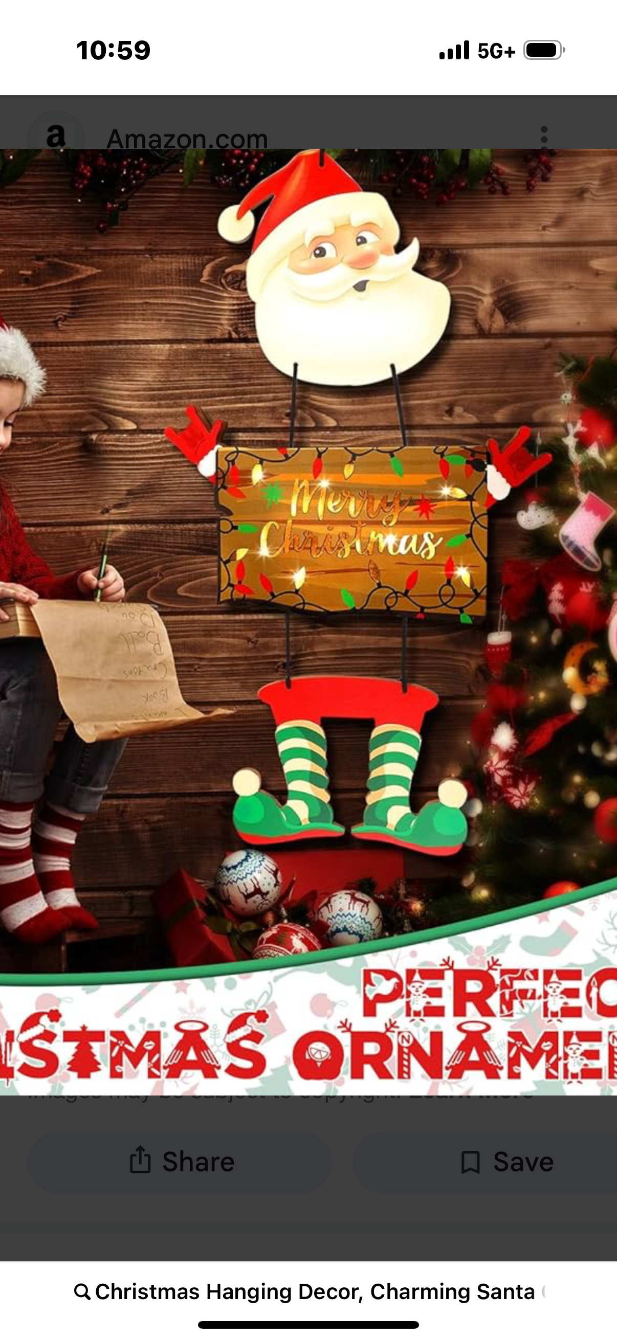 Christmas Hanging Decor, Charming Santa Claus Wooden Door Sign, Light-up Merry Christmas Sign,Winter Advent Xmas Decoration for Indoor Walls, Windows and Outdoor Hallways (Batteries Not Included)