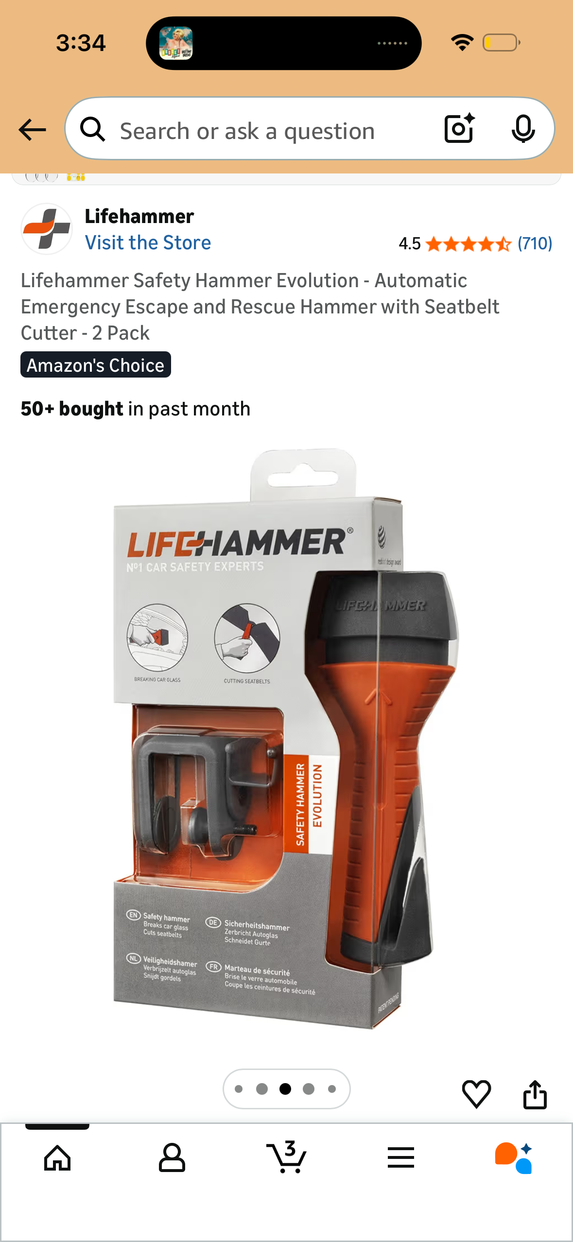 Lifehammer Safety Hammer Evolution - Automatic Emergency Escape and Rescue Hammer with Seatbelt Cutter - 2 Pack