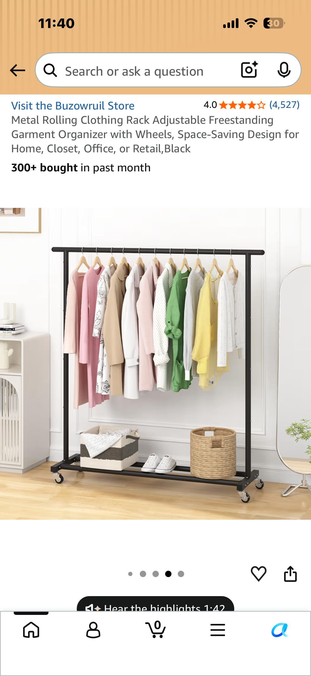 Metal Rolling Clothing Rack, White, Adjustable Freestanding Garment Organizer with Wheels, Space-Saving Design for Home, Closet, Office, or Retail, White