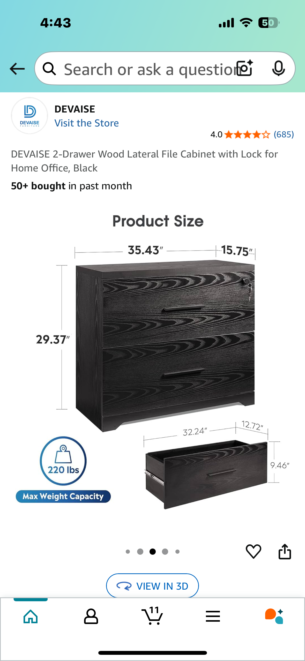 DEVAISE 2-Drawer Wood Cabinet with Lock for Home Office, Black (O399)