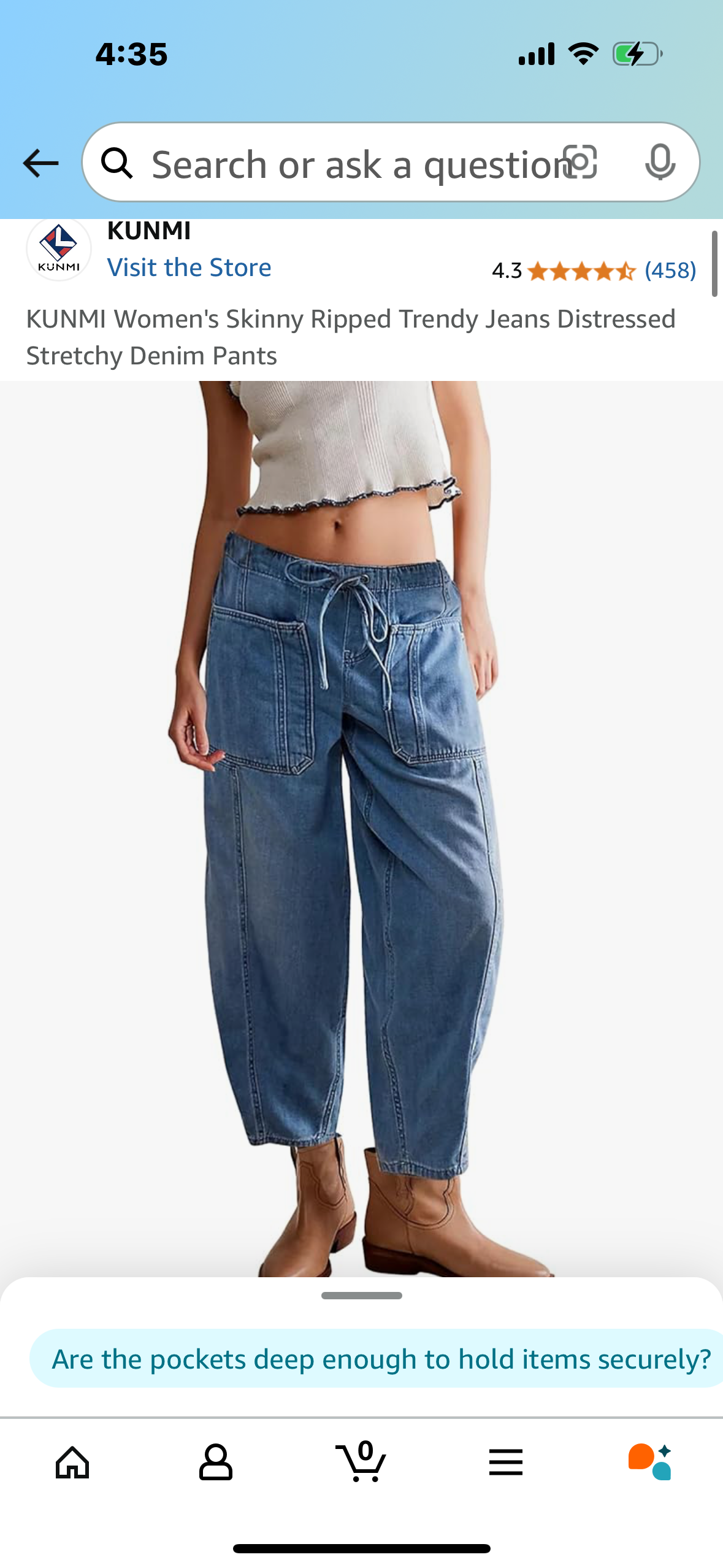 KUNMI Women's Trendy Jeans Distressed Stretchy Denim Pants Size 10