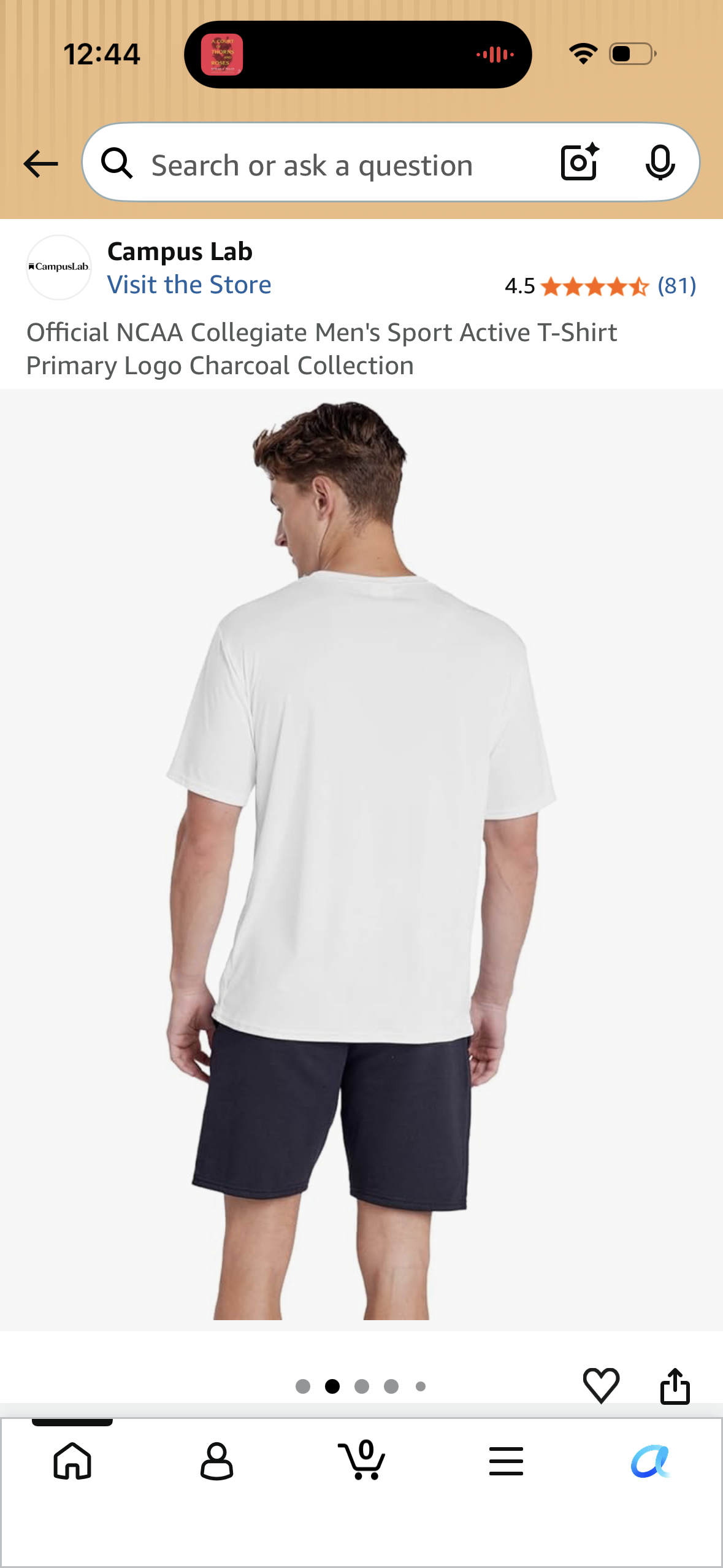 Official NCAA Collegiate Men's Sport Active T-Shirt Primary Logo Charcoal Collection (Size Large)