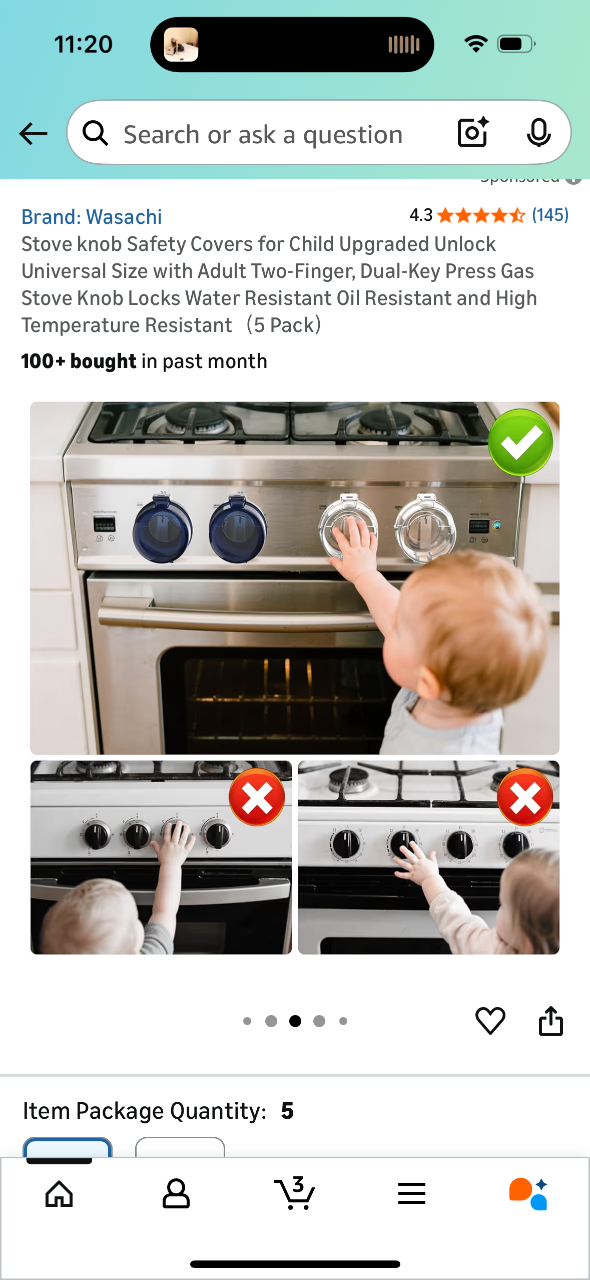 Stove knob Safety Covers for Child Upgraded Unlock Universal Size with Adult Two-Finger, Dual-Key Press Gas Stove Knob Locks Water Resistant Oil Resistant and High Temperature Resistant(5 Pack)