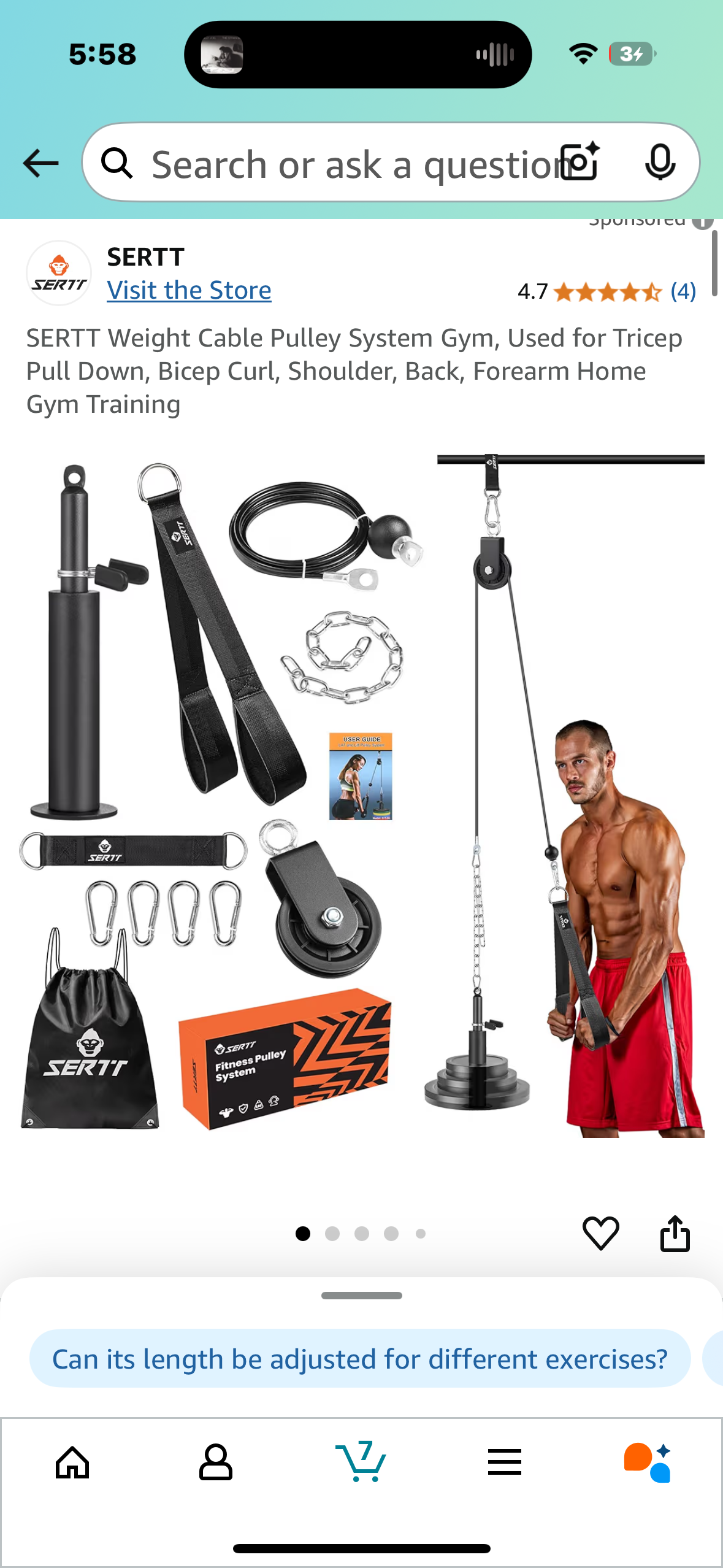 SERTT Weight Cable Pulley System Gym, Used for Tricep Pull Down, Bicep Curl, Shoulder, Back, Forearm Home Gym Training