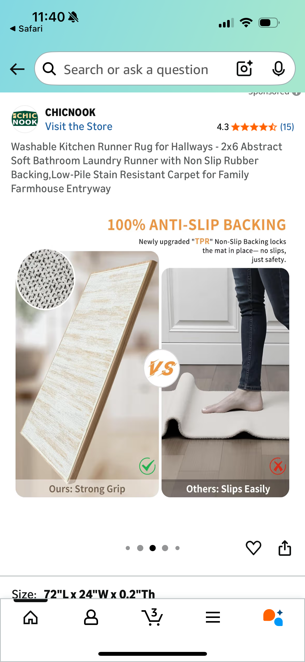 Washable Kitchen Runner Rug for Hallways - 2x6 Abstract Soft Bathroom Laundry Runner with Non Slip Rubber Backing,Low-Pile Stain Resistant Carpet for Family Farmhouse Entryway