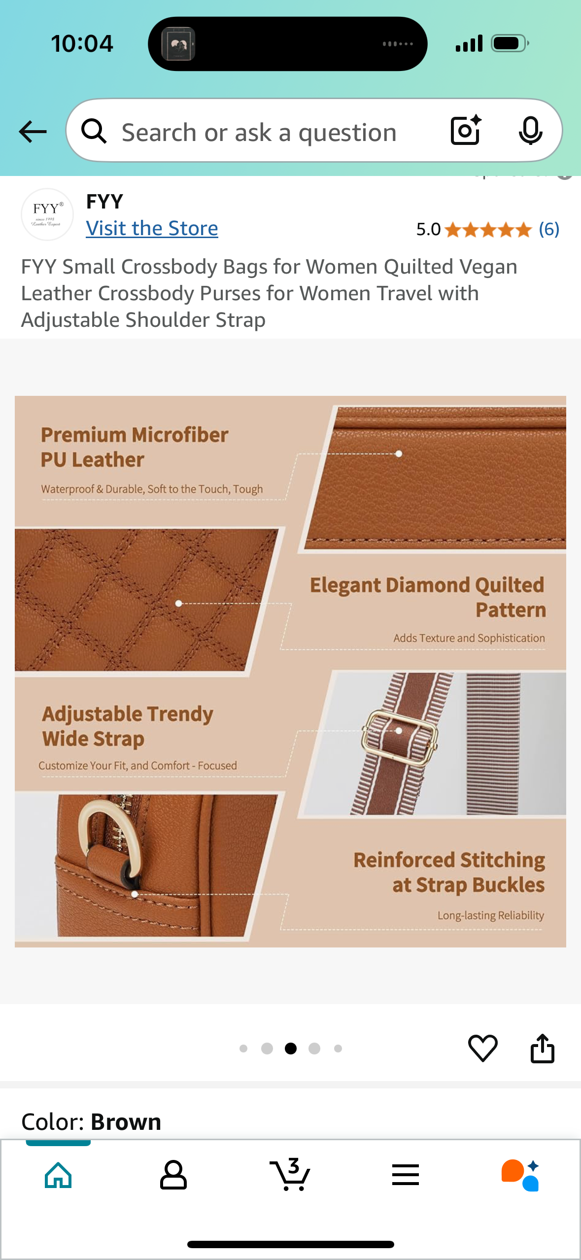 FYY Small Crossbody Bags for Women Quilted Vegan Leather Crossbody Purses for Women Travel with Adjustable Shoulder Strap