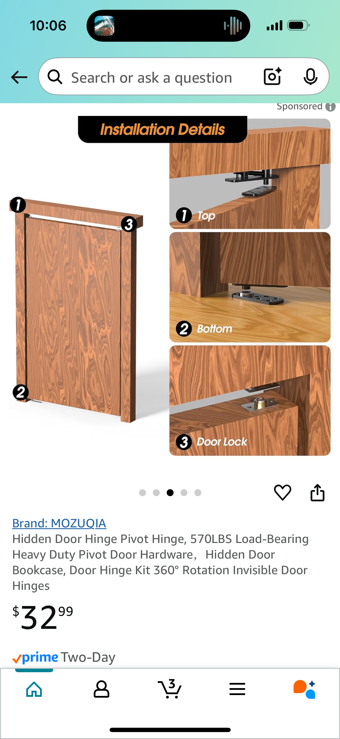 Hidden Door Hinge Pivot Hinge, 570LBS Load-Bearing Heavy Duty Pivot Door Hardware,Hidden Door Bookcase, Door Hinge Kit 360° Rotation Invisible Door Hinges