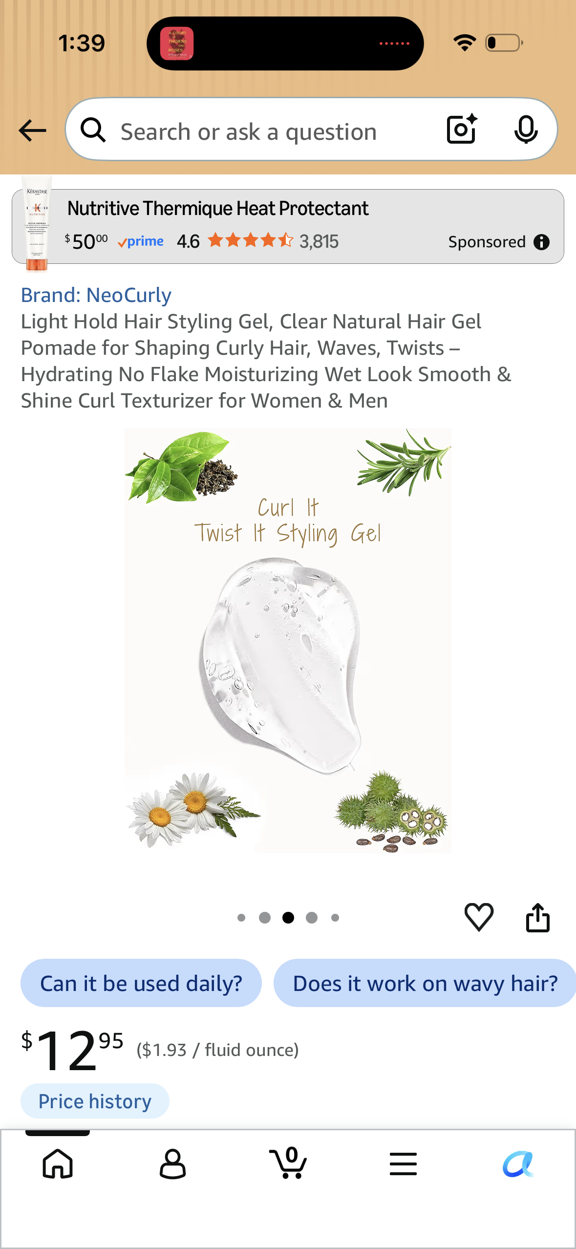 Light Hold Hair Styling Gel, Clear Natural Hair Gel Pomade for Shaping Curly Hair, Waves, Twists – Hydrating No Flake Moisturizing Wet Look Smooth & Shine Curl Texturizer for Women & Men