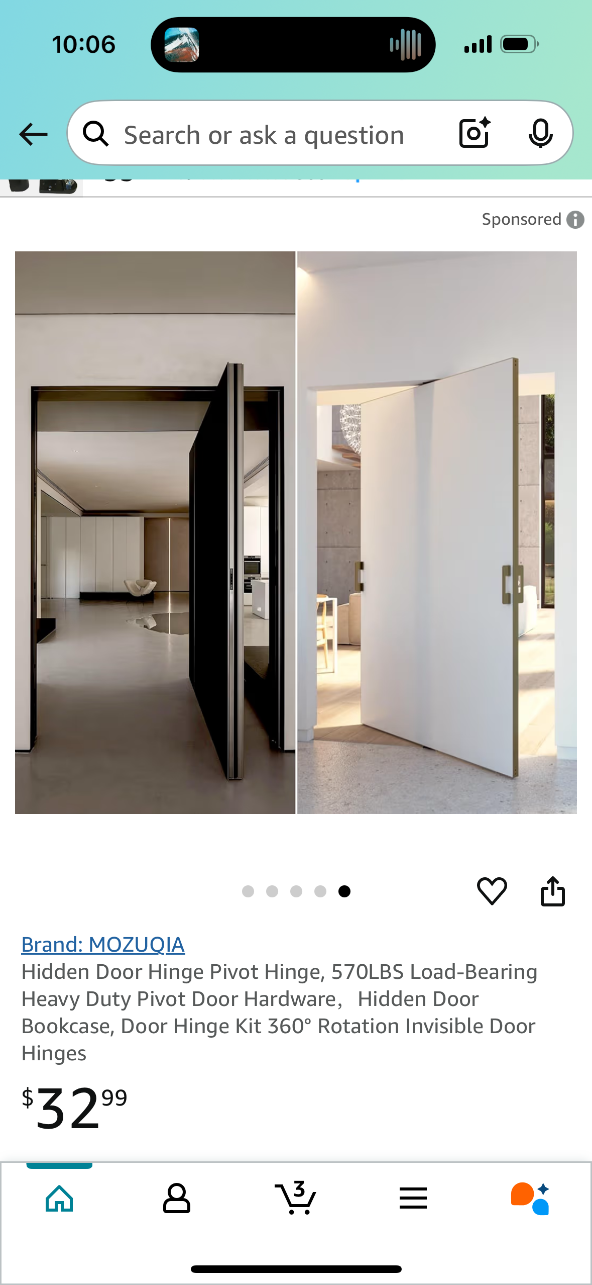 Hidden Door Hinge Pivot Hinge, 570LBS Load-Bearing Heavy Duty Pivot Door Hardware,Hidden Door Bookcase, Door Hinge Kit 360° Rotation Invisible Door Hinges