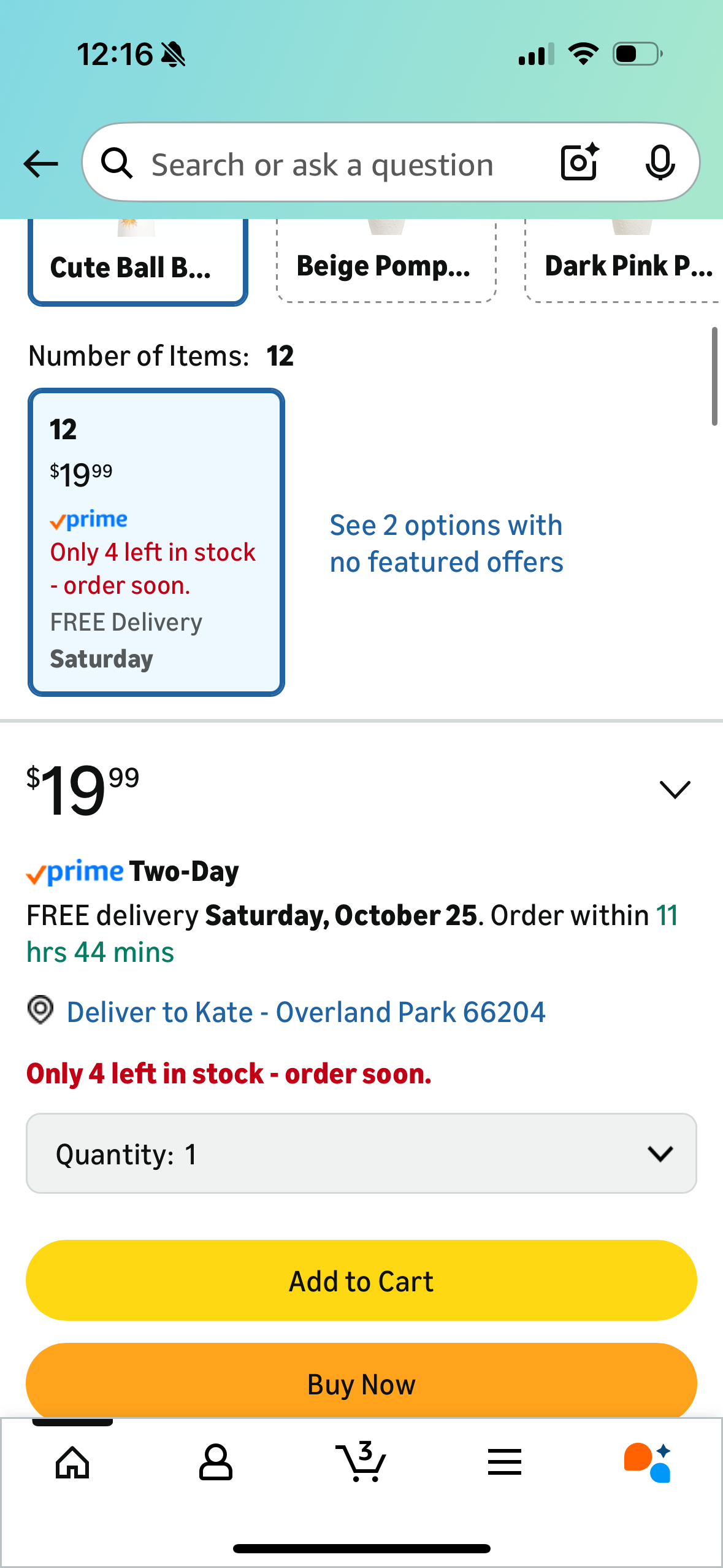 Melorca&Guilla Fake Flowers,3PCS 12" Silk Faux Flower Arrangements for Vase, Fake Flower Bouquet Artificial Plants & Flowers for Home Décor (12, Cute Ball Bouquet)