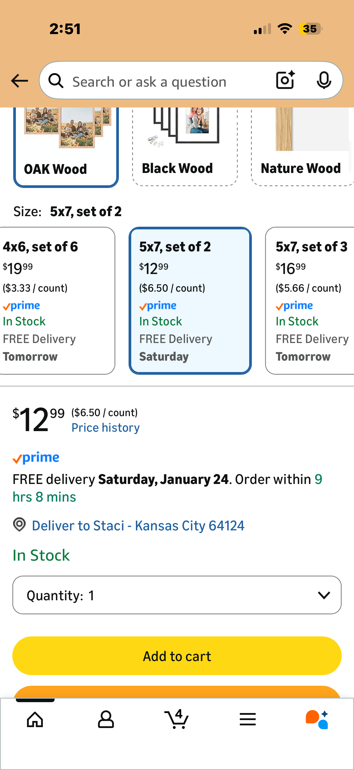 5x7 Picture Frame, OAK Wood Photo Frame with Perspex Glass for Vertical or Horizontal Tabletop Wall Display for Photos, Paintings, Posters, Artwork, Birthday Christmas Gift, Set of 2