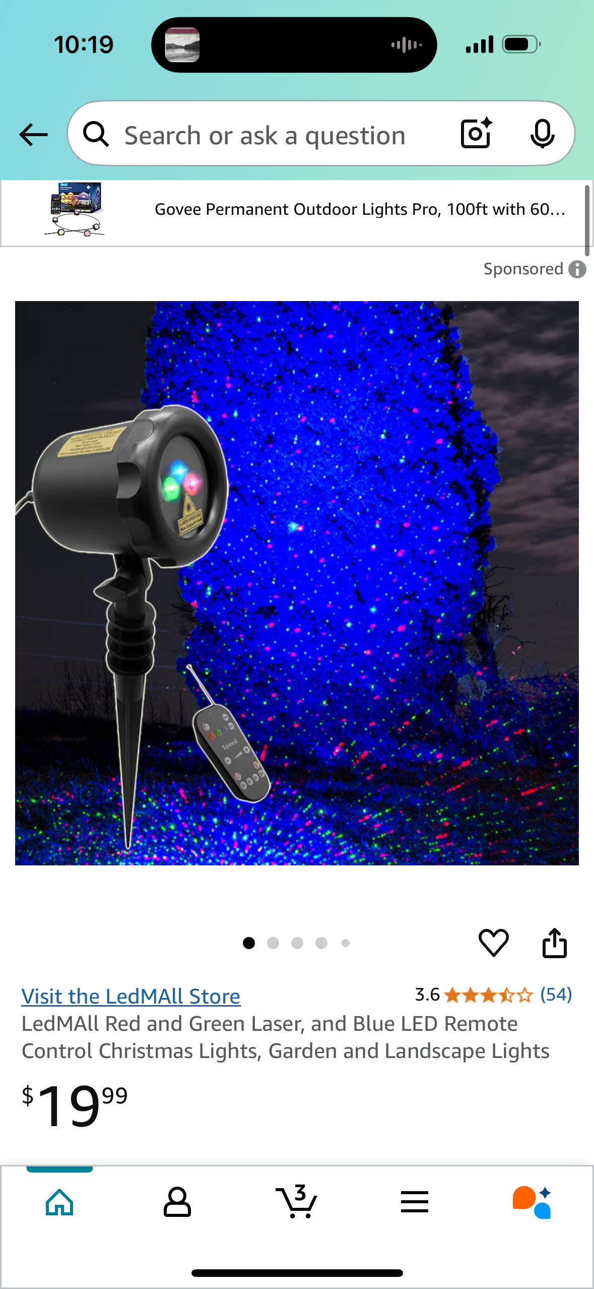 LedMAll Red and Green Laser, and Blue LED Remote Control Christmas Lights, Garden and Landscape Lights