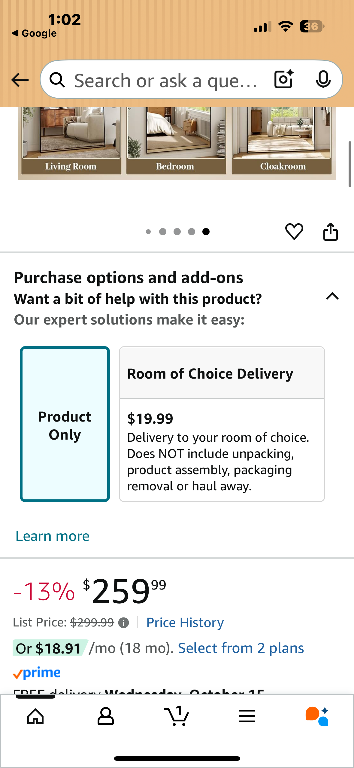 Full Length Mirror with Stand, 46"x76" Full Body Mirror, Floor Mirror, Standing, Hanging or Leaning, with Aluminum Alloy Frame for Living Room Bedroom Cloakroom, Black (M396)