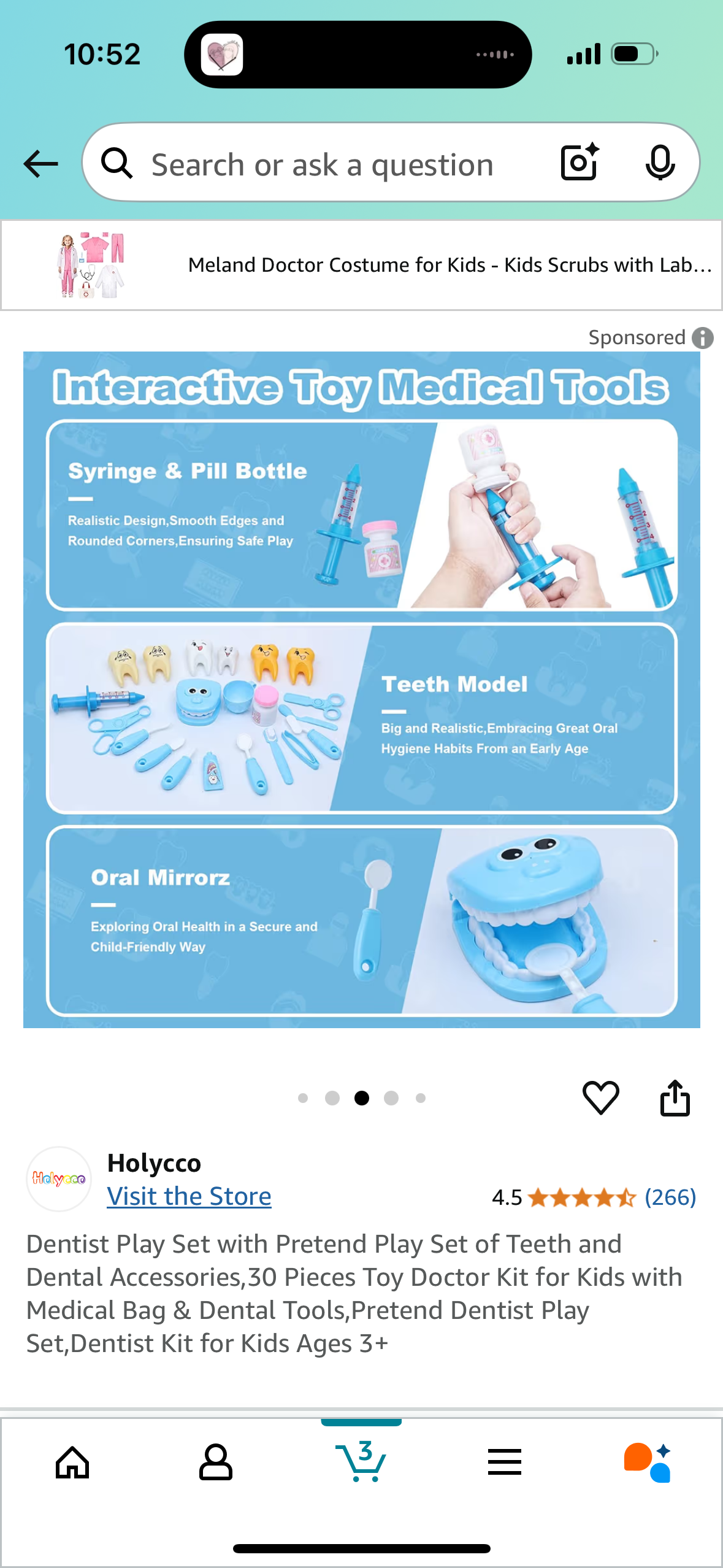 Dentist Play Set with Pretend Play Set of Teeth and Dental Accessories,30 Pieces Toy Doctor Kit for Kids with Medical Bag & Dental Tools,Pretend Dentist Play Set,Dentist Kit for Kids Ages 3+