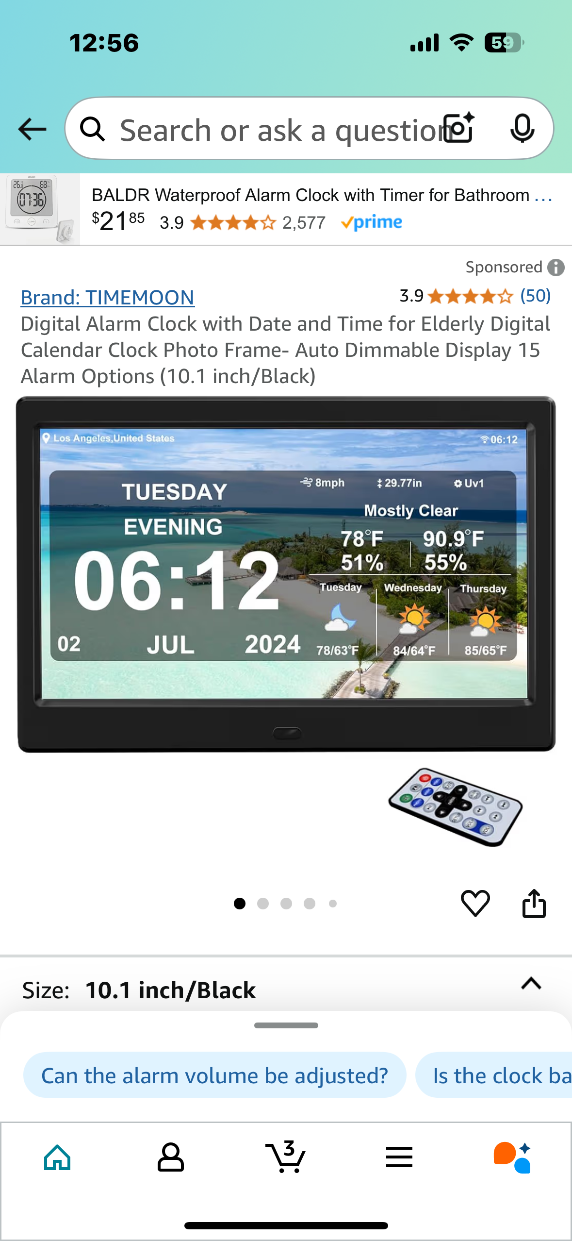 Digital Alarm Clock with Date and Time for Elderly Digital Calendar Clock Photo Frame- Auto Dimmable Display 15 Alarm Options (10.1 inch/Black