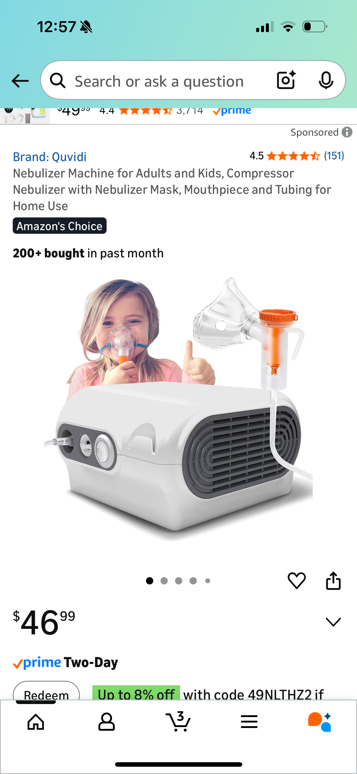 Nebulizer Machine for Adults and Kids, Compressor Nebulizer with Nebulizer Mask, Mouthpiece and Tubing for Home Use