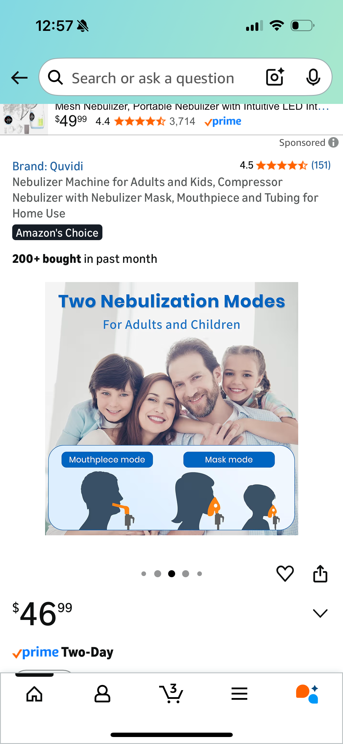 Nebulizer Machine for Adults and Kids, Compressor Nebulizer with Nebulizer Mask, Mouthpiece and Tubing for Home Use