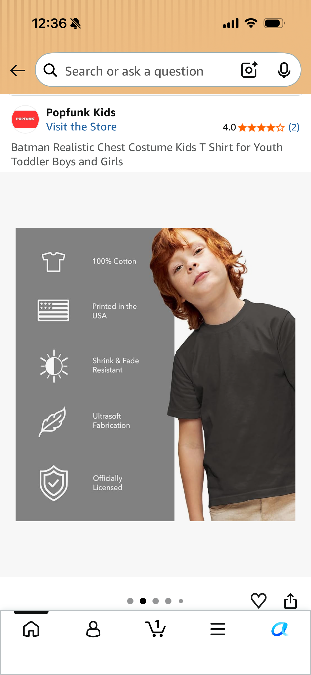 Batman Realistic Chest Costume Kids T Shirt for Youth Toddler Boys and Girls (Sizes Vary)