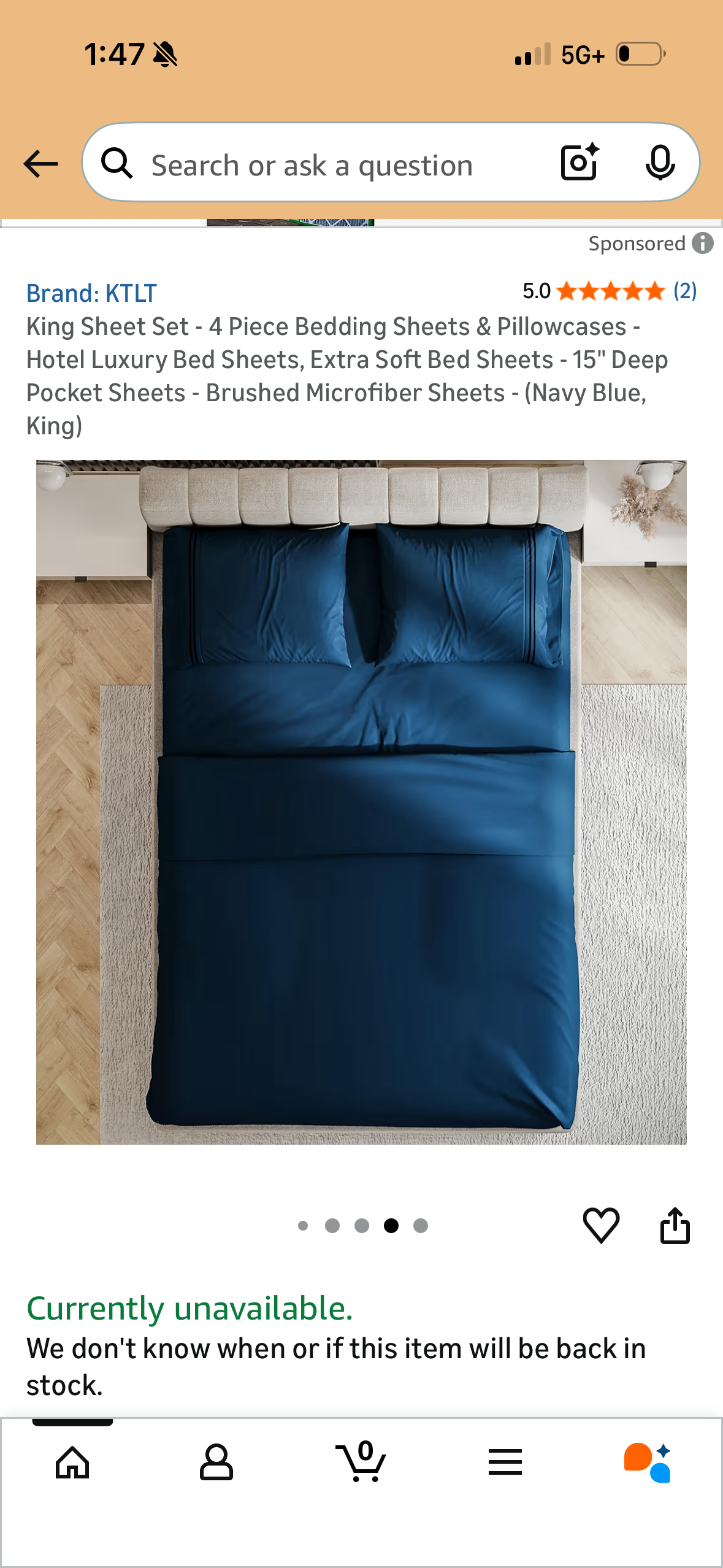 King Sheet Set - 4 Piece Bedding Sheets & Pillowcases - Hotel Luxury Bed Sheets, Extra Soft Bed Sheets - 15" Deep Pocket Sheets - Brushed Microfiber Sheets - (Navy Blue, King)