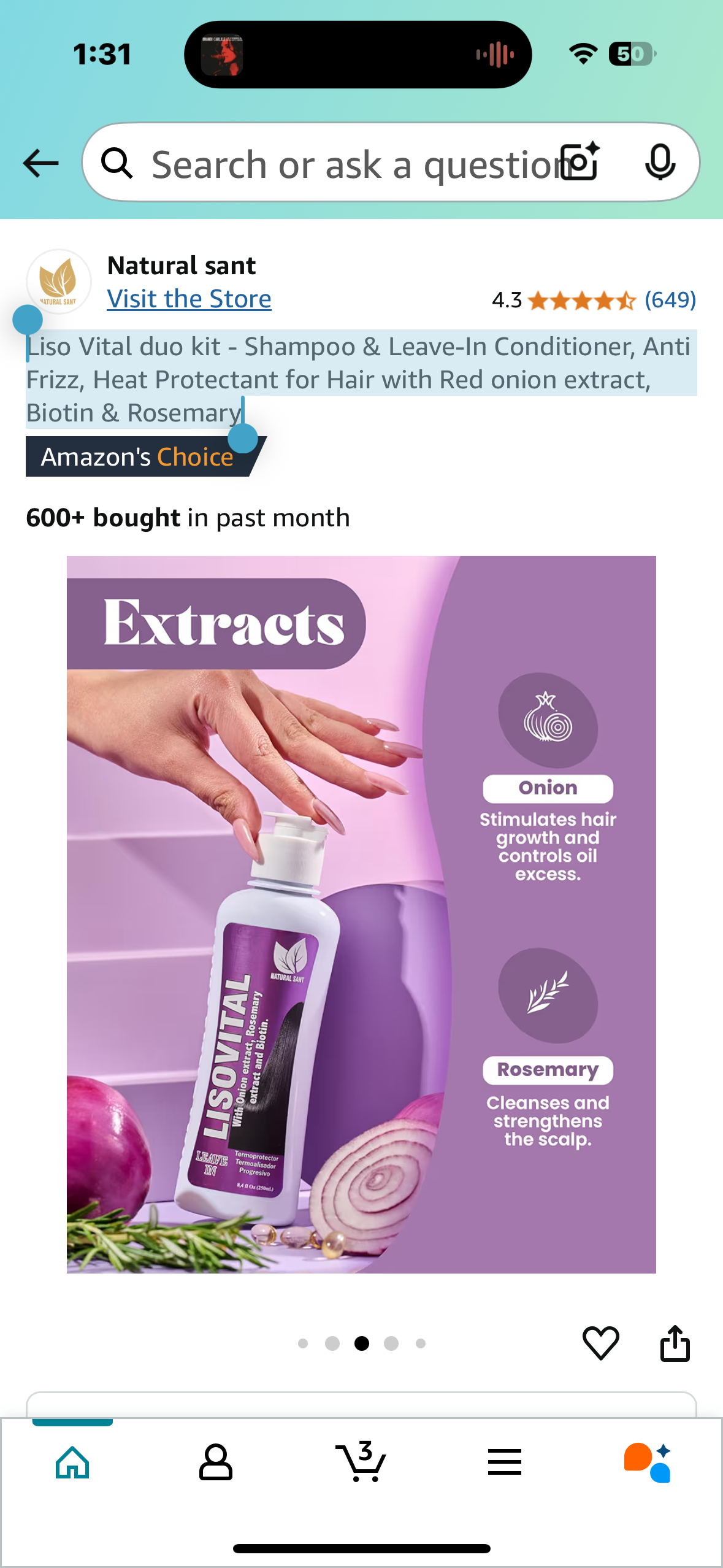 Liso Vital duo kit - Shampoo & Leave-In Conditioner, Anti Frizz, Heat Protectant for Hair with Red onion extract, Biotin & Rosemary
