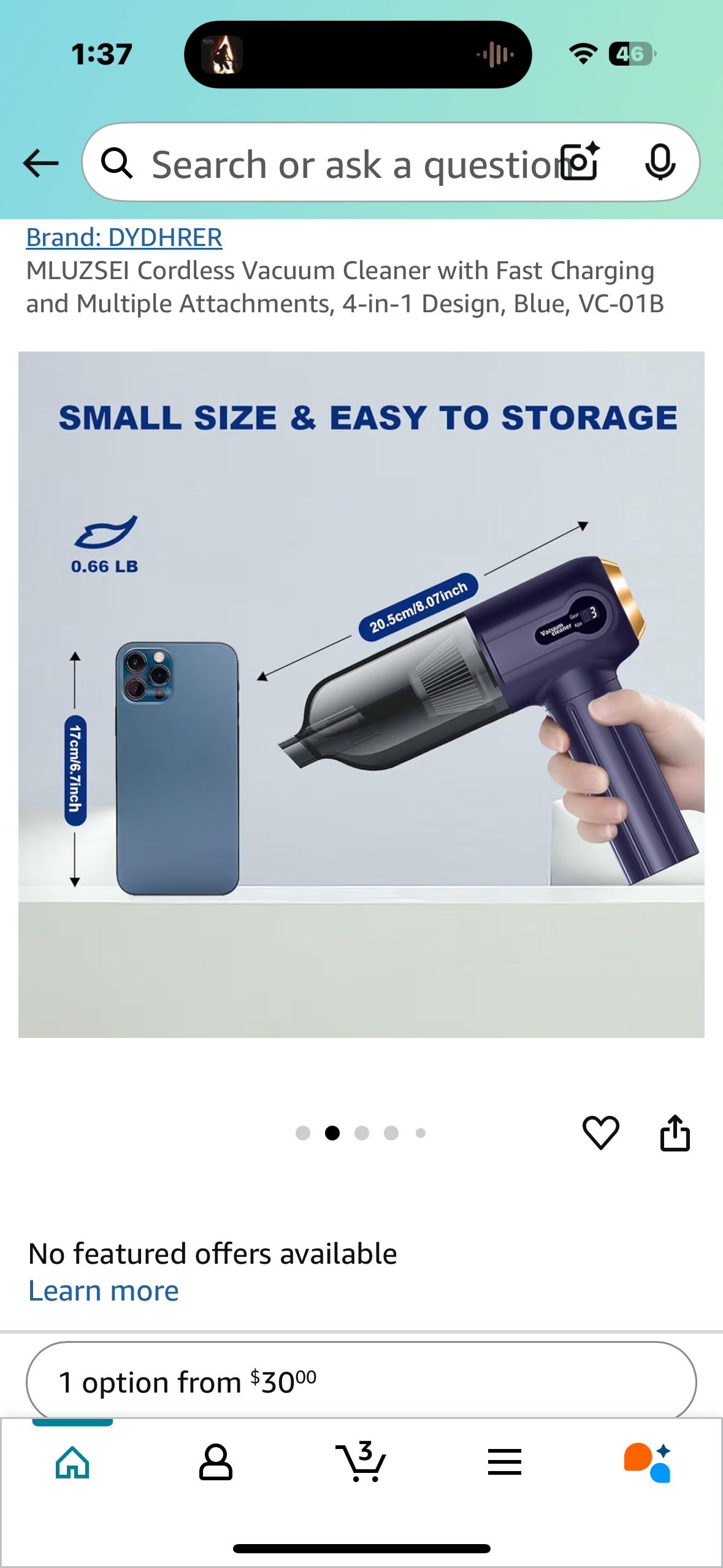 MLUZSEI Cordless Vacuum Cleaner with Fast Charging and Multiple Attachments, 4-in-1 Design, Blue