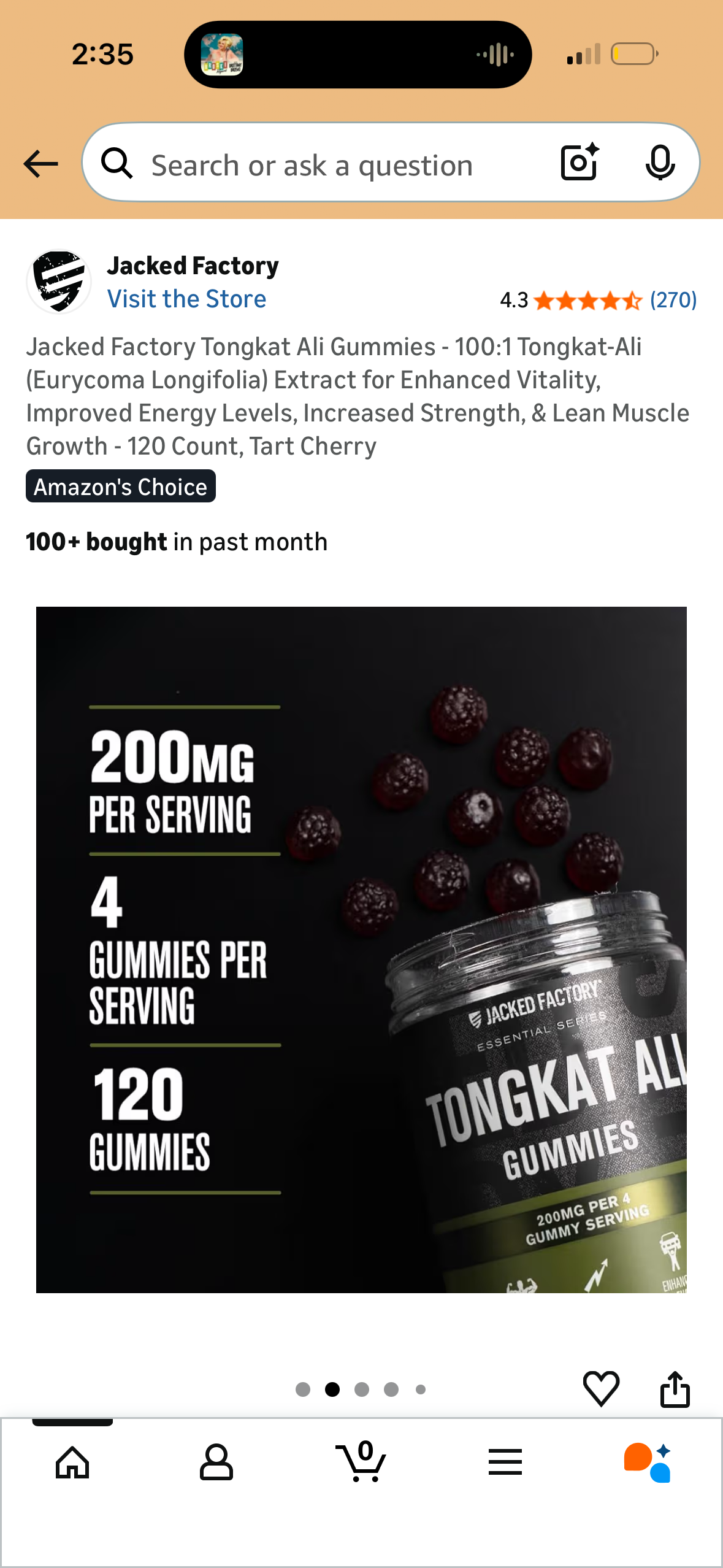 Jacked Factory Tongkat Ali Gummies - 100:1 Tongkat-Ali (Eurycoma Longifolia) Extract for Enhanced Vitality, Improved Energy Levels, Increased Strength, & Lean Muscle Growth - 120 Count, Tart Cherry