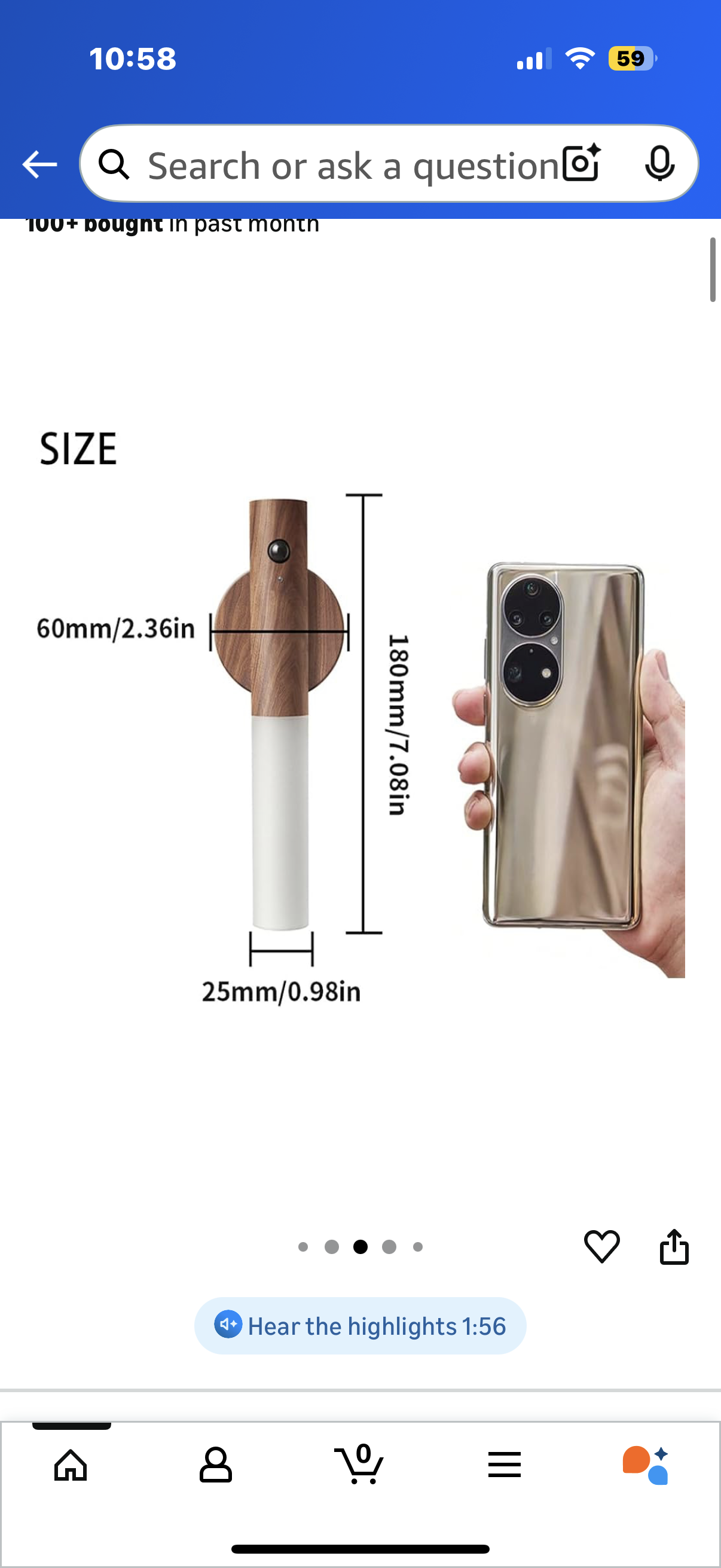 LANDGOO Wooden Motion Sensor Night Lights Magnet Body Sensor Hallway Night Lights Rechargeable Led Light Portable Stairway Wall Sconce Battery Powered Cabinet Lights (Walnut Wood 1PC