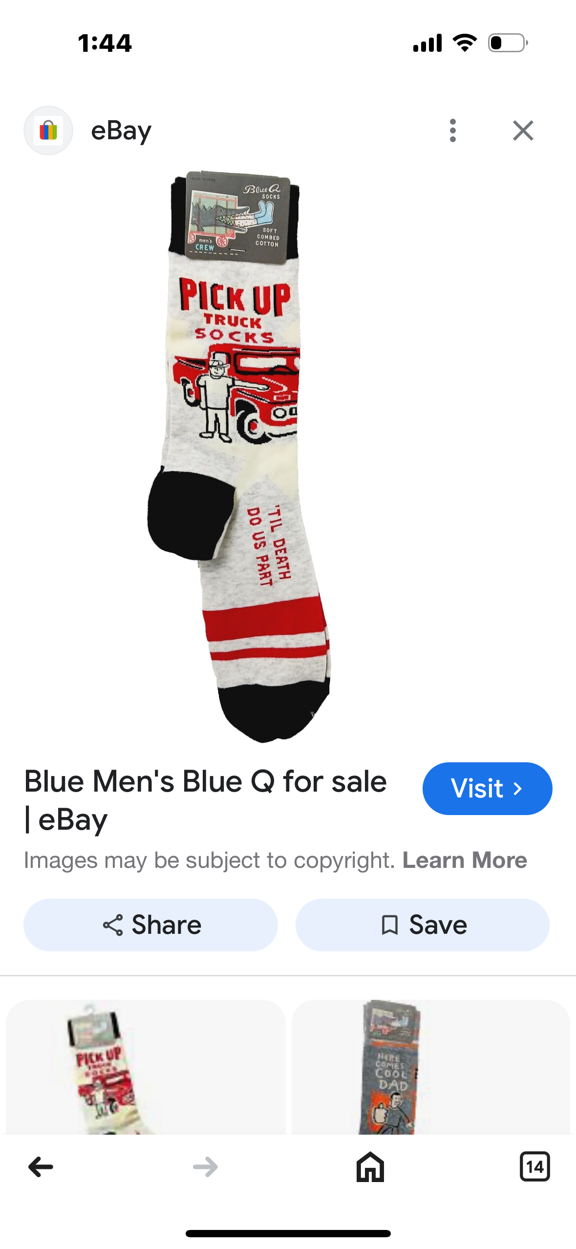 2 packages Blue Q Pick Up Truck Socks Soft combed Cotton Size 7-12