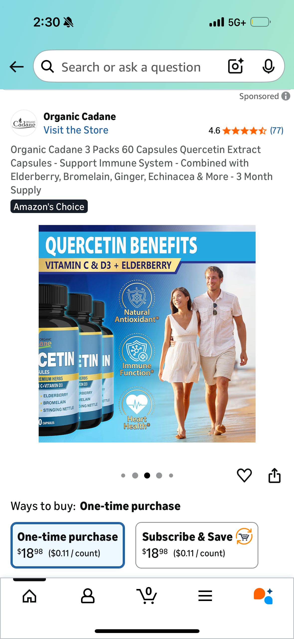 Organic Cadane 3 Packs 60 Capsules Quercetin Extract Capsules - Support Immune System - Combined with Elderberry, Bromelain, Ginger, Echinacea & More - 3 Month Supply