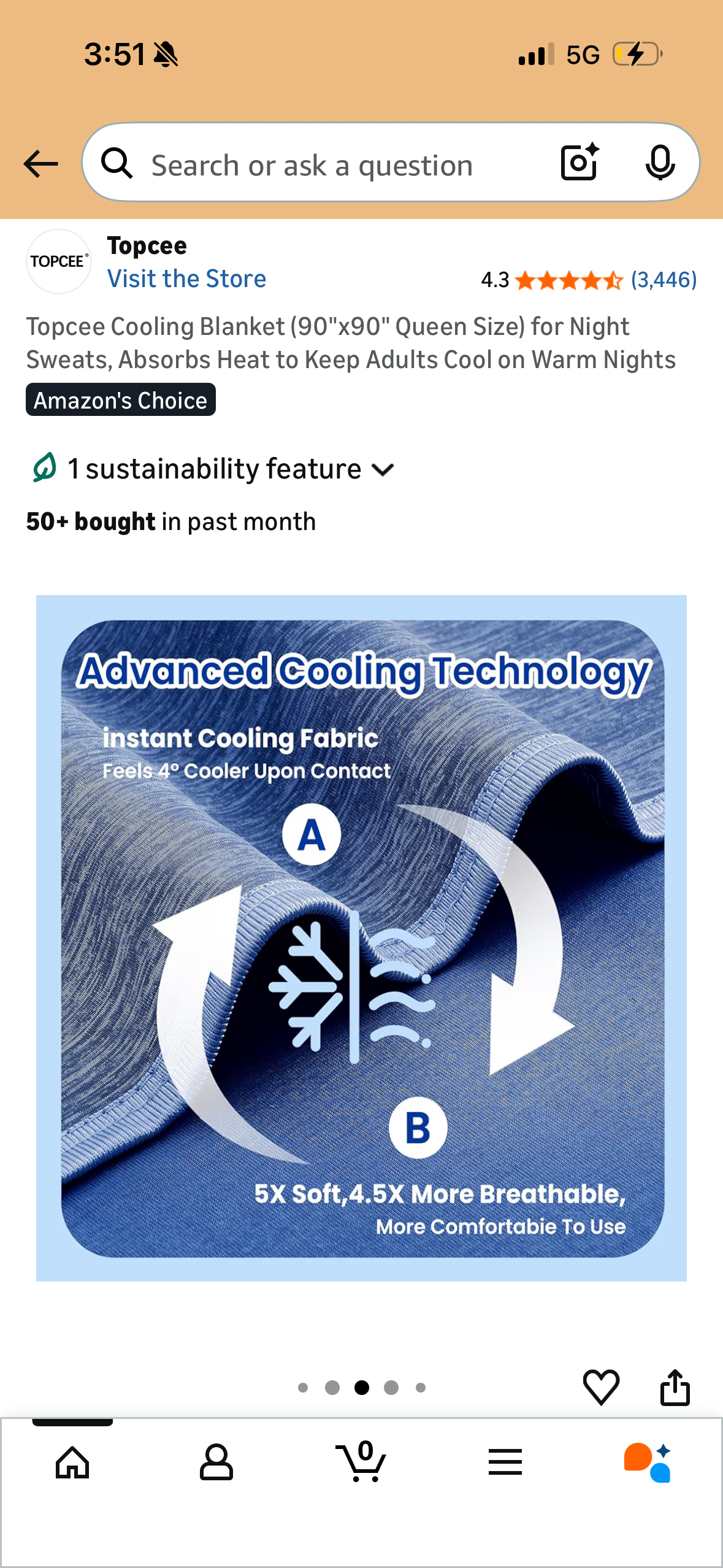 Topcee Cooling Blanket (90"x90" Queen Size) for Night Sweats, Absorbs Heat to Keep Adults Cool on Warm Nights