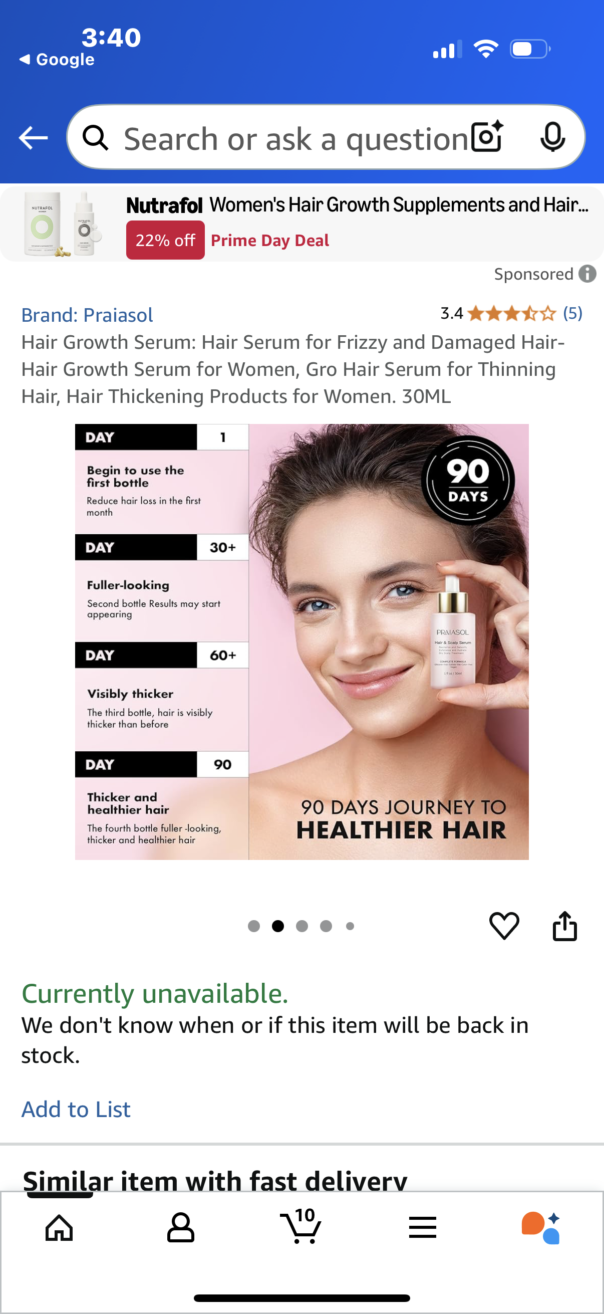 Hair Growth Serum: Hair Serum for Frizzy and Damaged Hair-Hair Growth Serum for Women, Gro Hair Serum for Thinning Hair, Hair Thickening Products for Women. 30ML