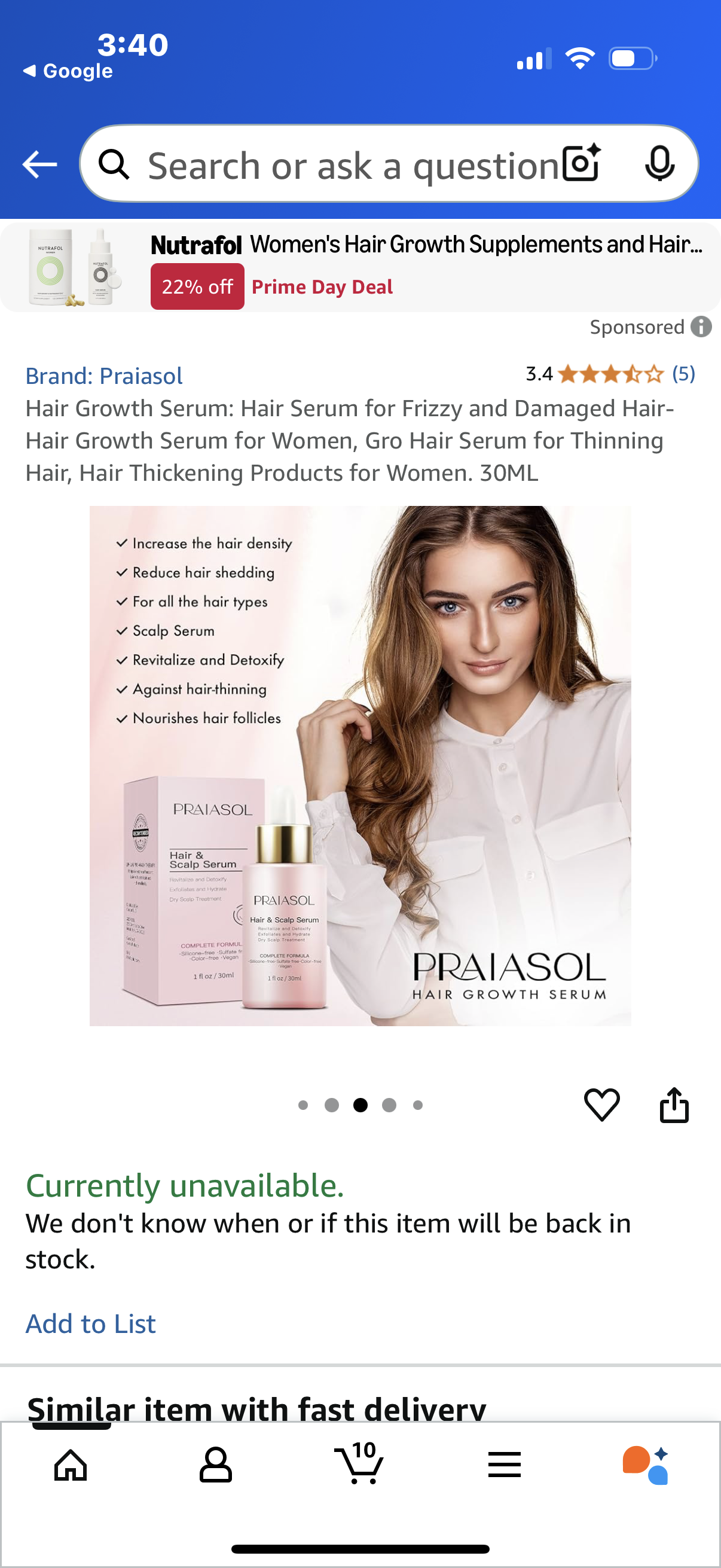 Hair Growth Serum: Hair Serum for Frizzy and Damaged Hair-Hair Growth Serum for Women, Gro Hair Serum for Thinning Hair, Hair Thickening Products for Women. 30ML