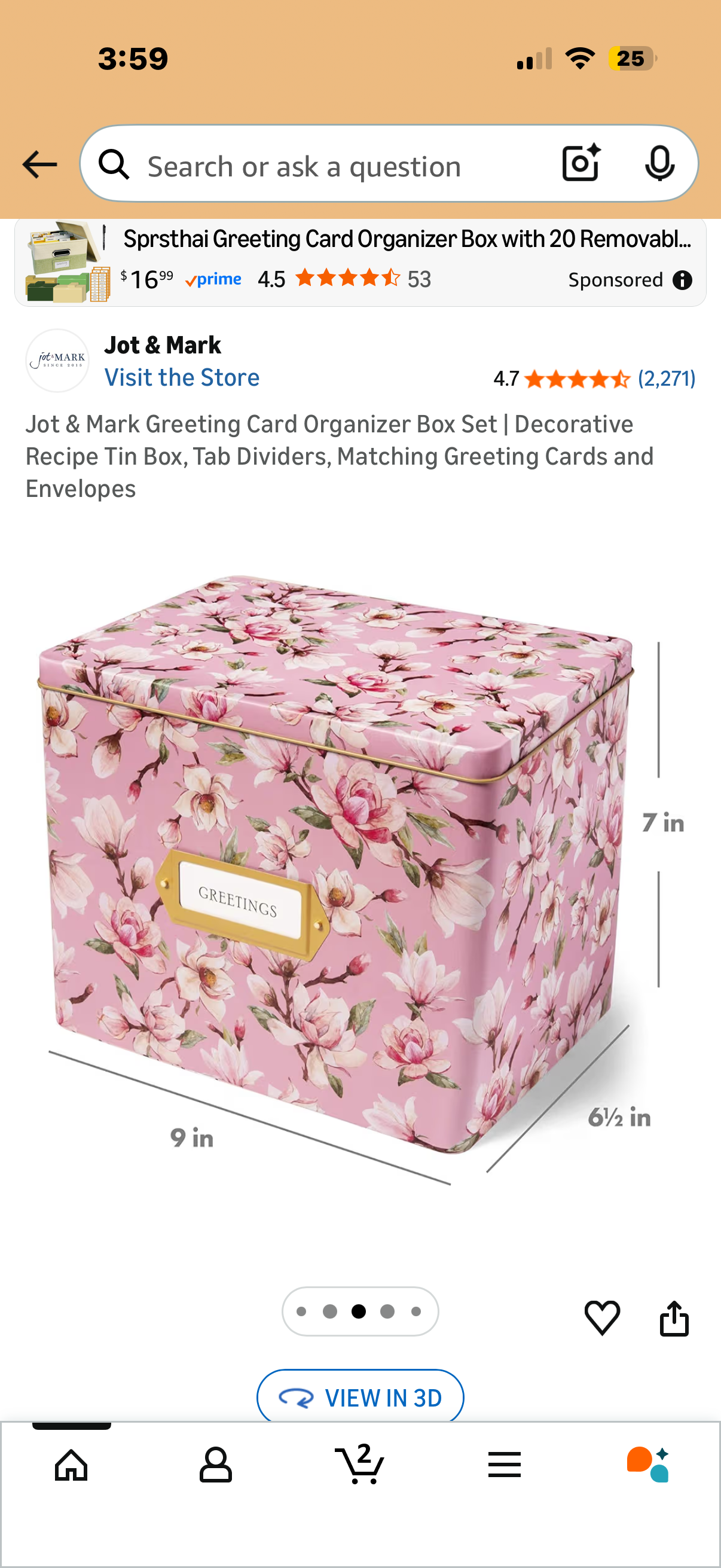 Jot & Mark Greeting Card Organizer Box Set | Decorative Recipe Tin Box, Tab Dividers, Matching Greeting Cards and Envelopes