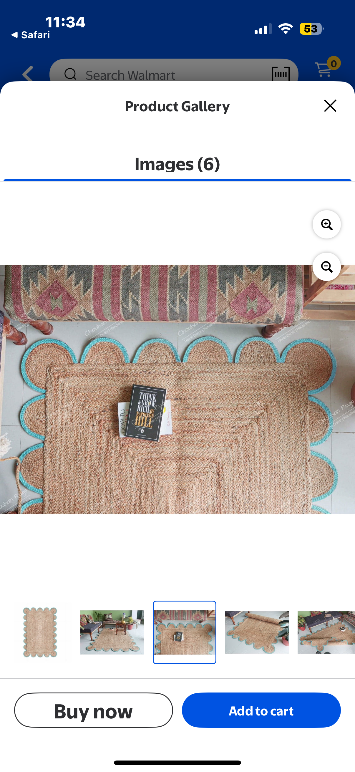 Chouhan Rugs Natural Jute Scalloped Area Rugs Handwoven Boho Indoor Farmhouse Braided Rug for Livingroom, Bedroom, Kitchen (size 2x6)
