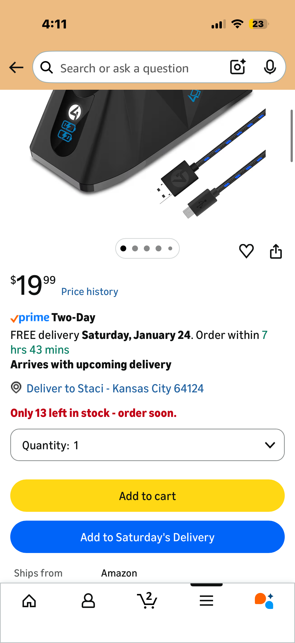 4Gamers SP-C100 Twin Charging Dock with 2M Play & Charge Cable Compatible with PS4