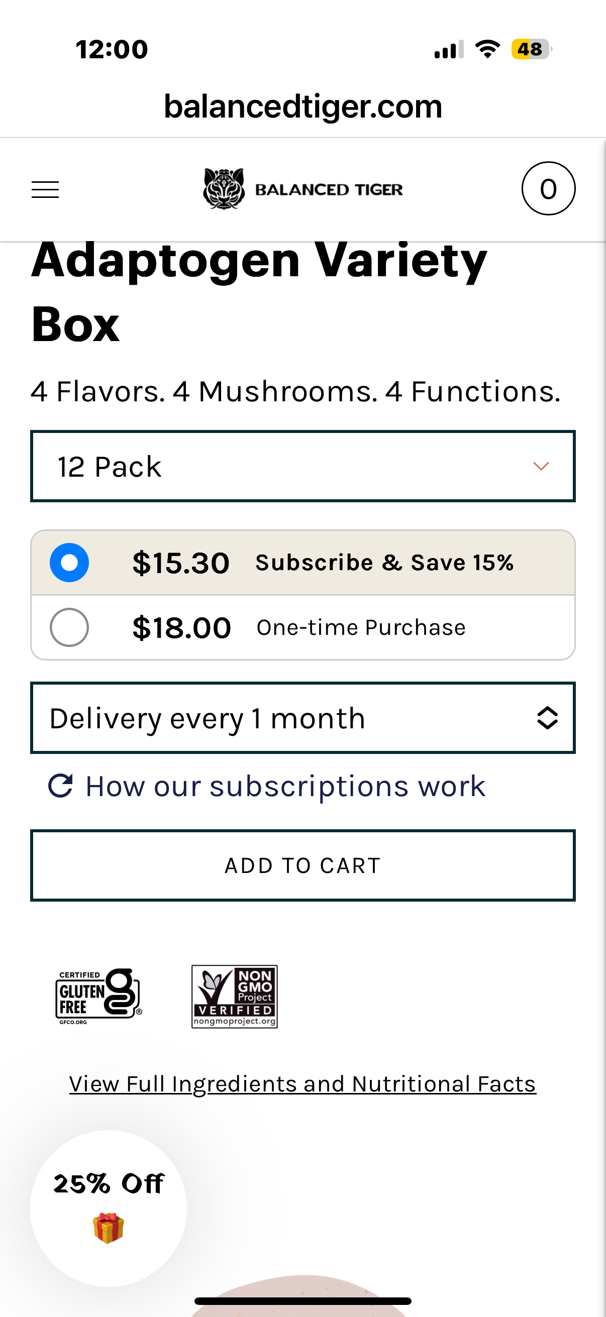 Organic Functional Mushroom Adaptogen Variety 12 Bars