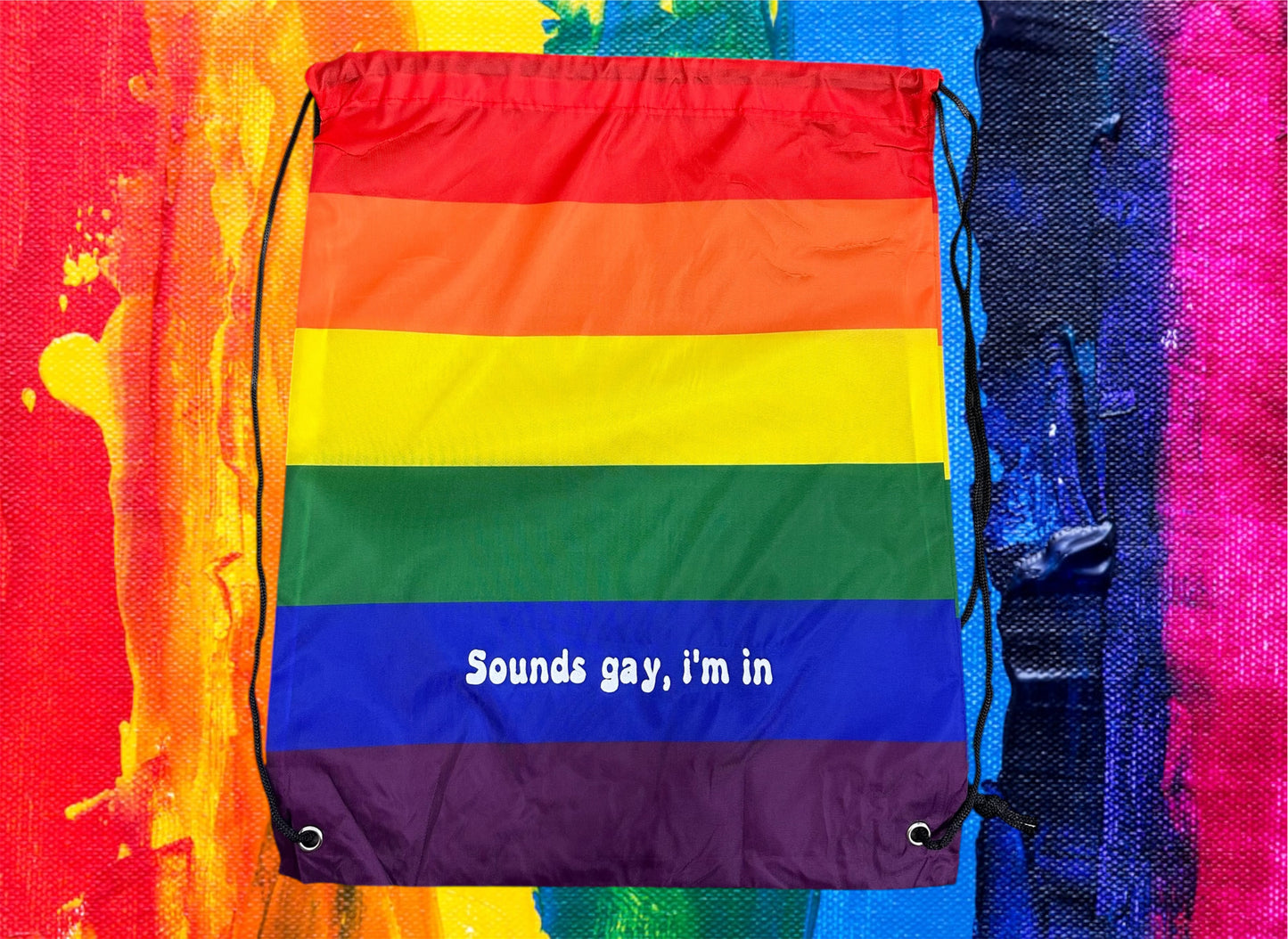 Sounds Gay Drawstring Backpack 16x13