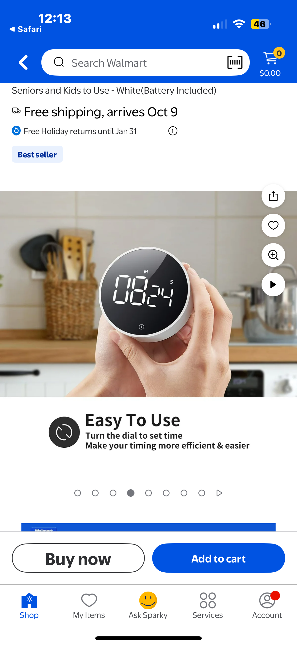 Magnetic Countdown Timer For Digital Kitchen Timer Countup Timer with Large LED Display, Easy for Cooking and for Seniors and Kids to Use - White(Battery Included)