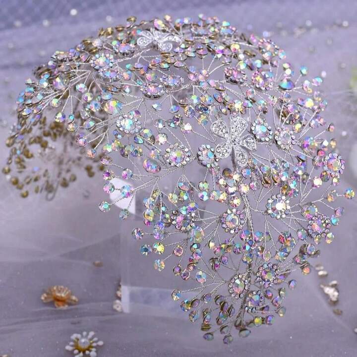 ZHENM Headband for Brides Bridal Headpieces for Wedding Rhinestone Bridal Hair Accessories (Colorful)