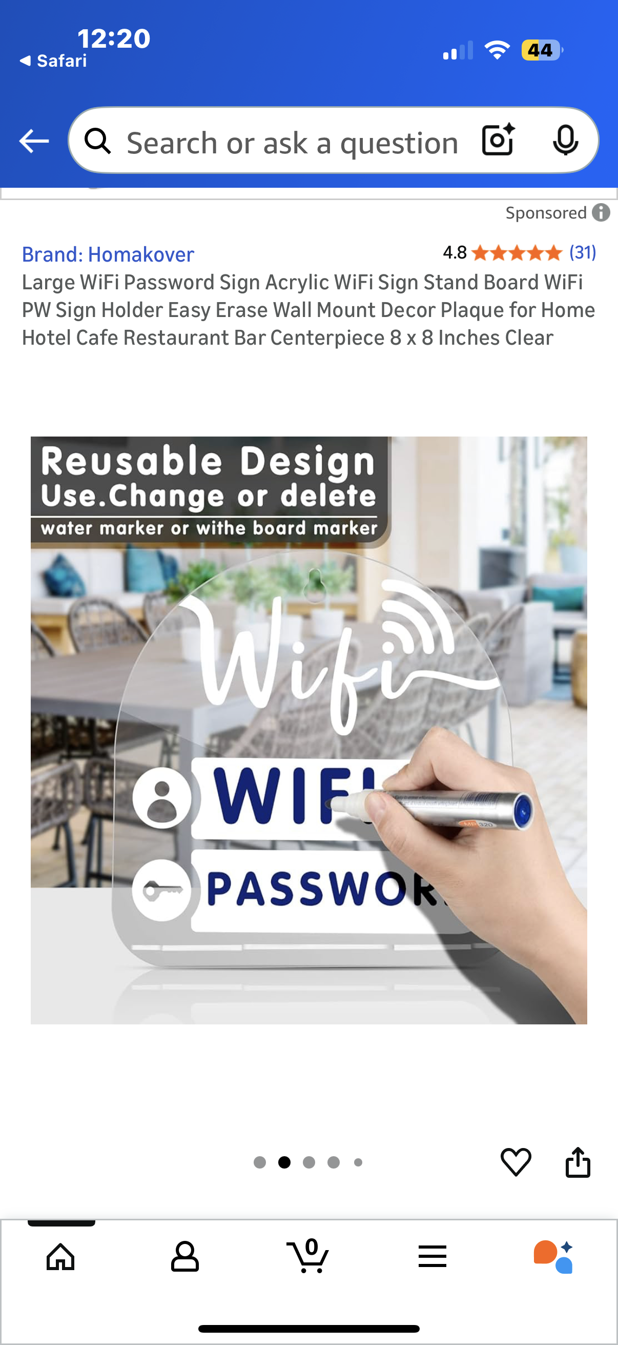 Large WiFi Password Sign Acrylic WiFi Sign Stand Board WiFi PW Sign Holder Easy Erase Wall Mount Decor Plaque for Home Hotel Cafe Restaurant Bar Centerpiece 8 x 8 Inches Clear