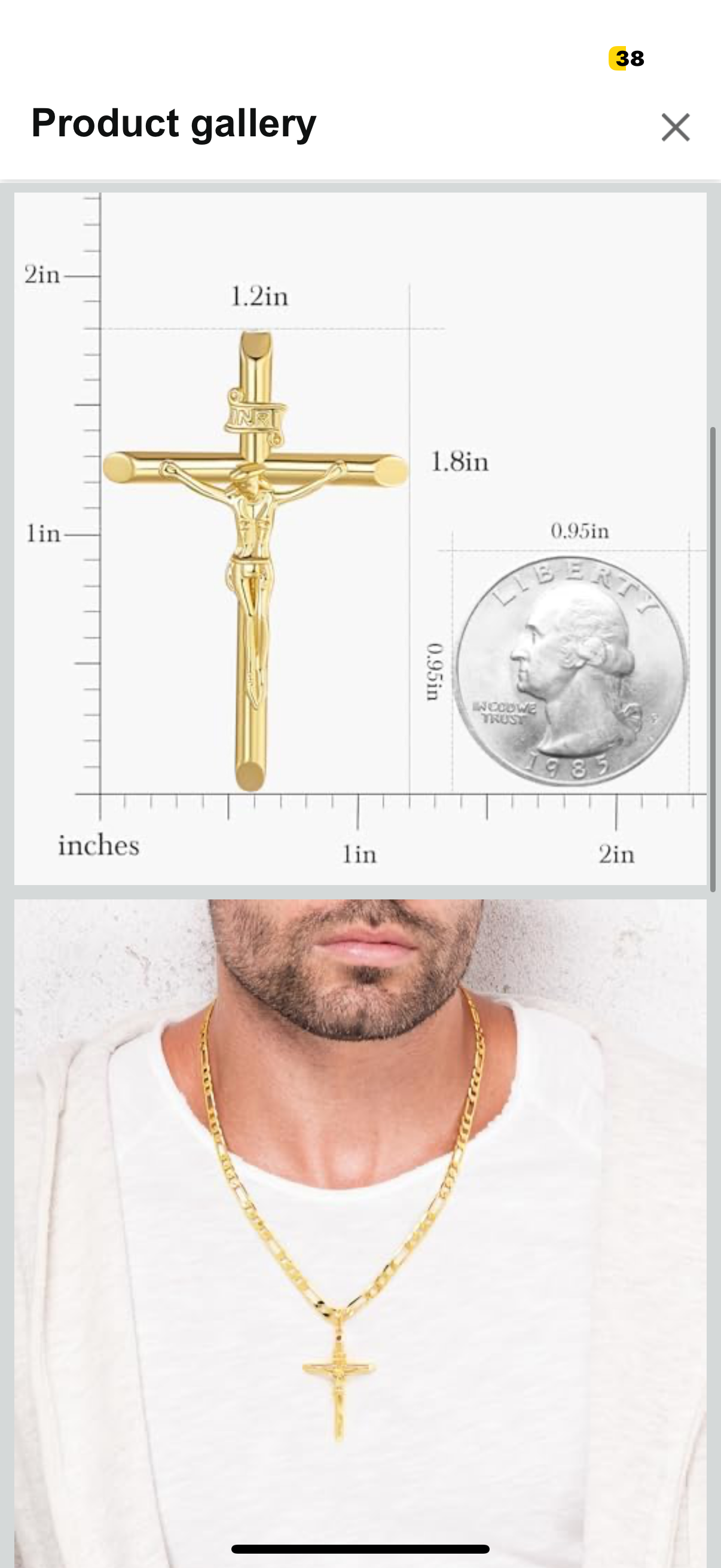Cross Necklace for Men Crucifix Necklace Men Gold Cross Pendant Symbol of Devotion Pendant for Mens 20/22 / 24 inch (20INCH