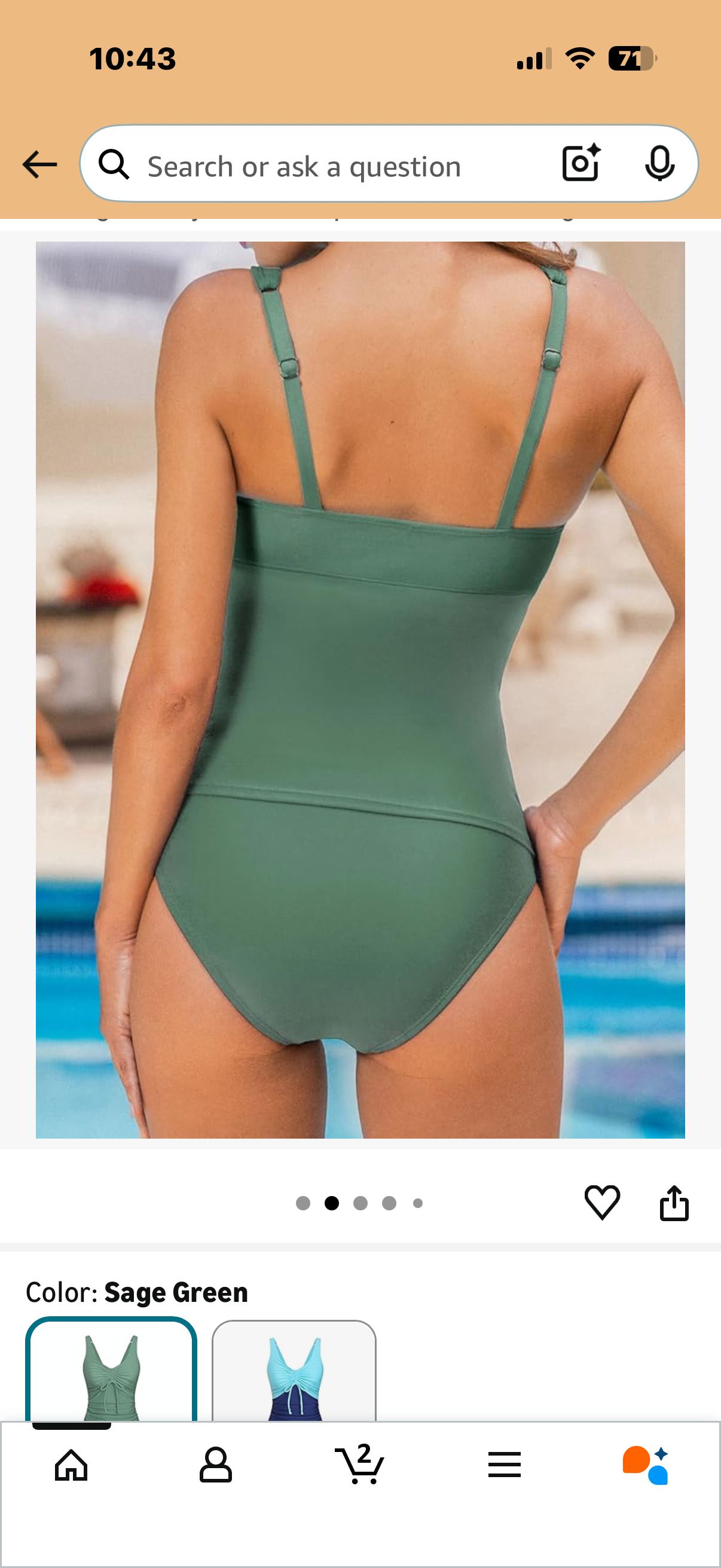 CUPSHE Women's Tankini Sets Two Piece Swimsuit V Neck Bathing Suit Adjustable Straps Ruched Drawstring Mid Rise (Size XL)