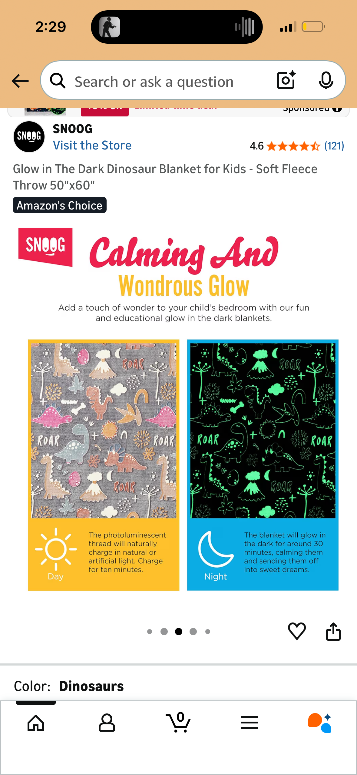 Glow in The Dark Dinosaur Blanket for Kids - Soft Fleece Throw 50"x60"