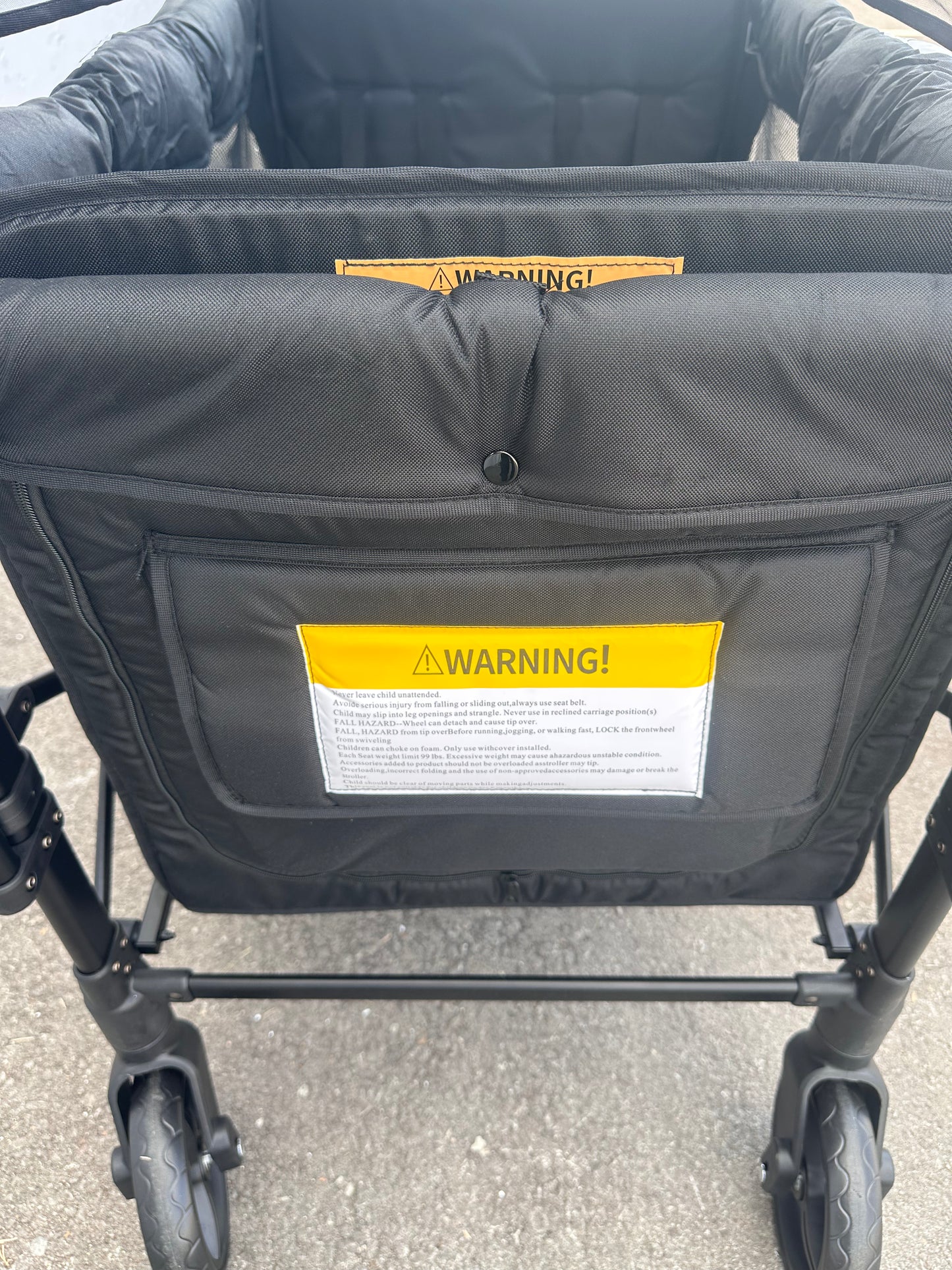VOOI Stroller Wagon 4 Seater, Wagon for Kids, Collapsible W4 Stroller with Seats with 5-Point Harnesses, Easy Access Zipper Door, and Removable Sun Canopy (Black, W4-Large) (R697)