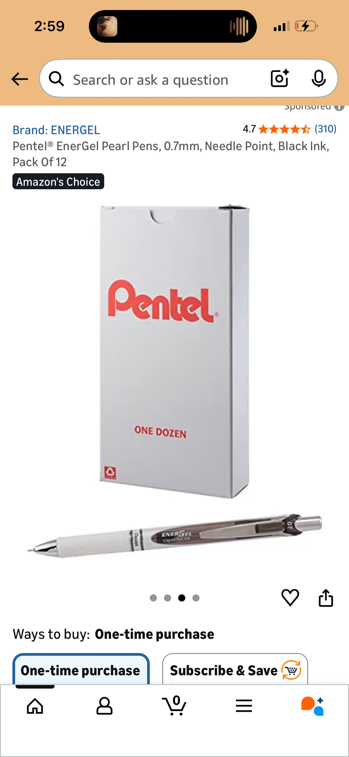 Pentel® EnerGel Pearl Pens, 0.7mm, Needle Point, Black Ink, Pack Of 12